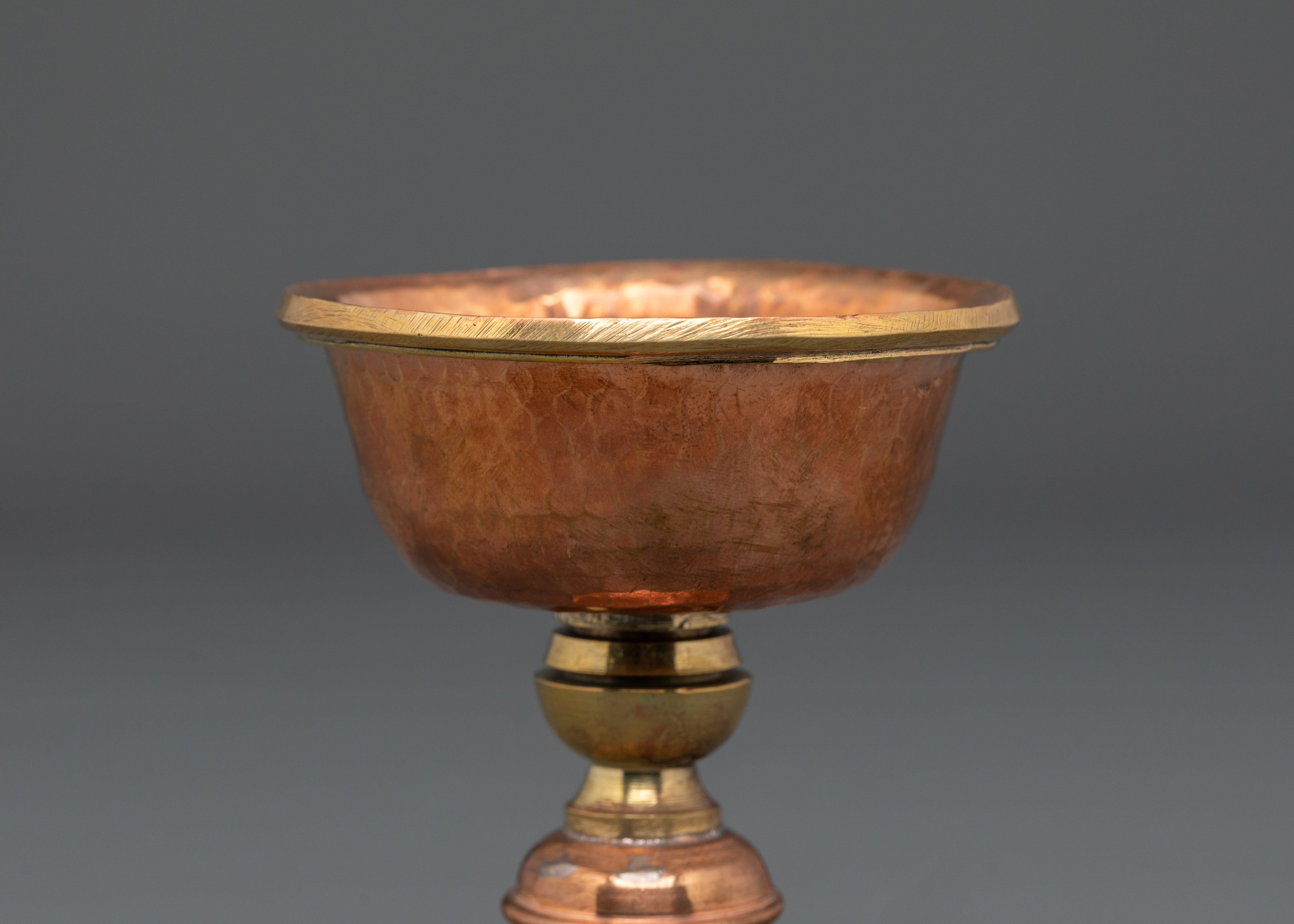 Traditional Buddhist Copper Butter Lamp for Buddhist Rituals