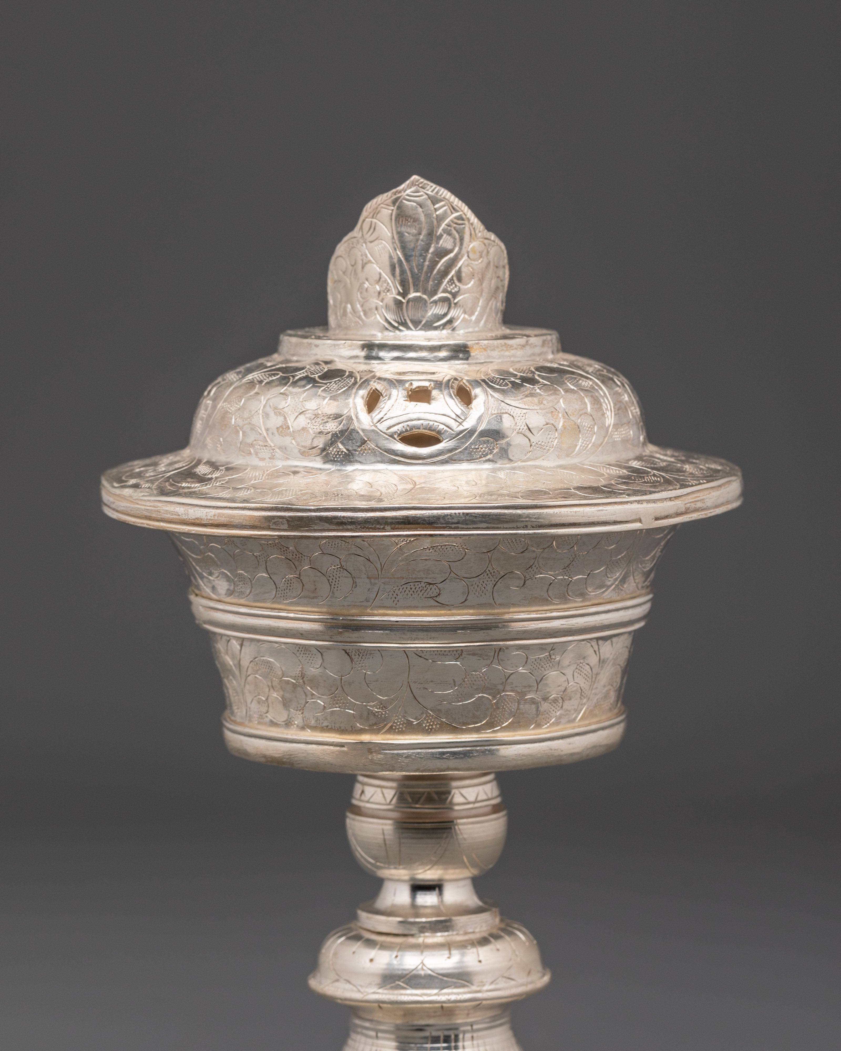 Spiritual Sacred Butter Lamp for Altar | Copper and Silver Plated Design for Spiritual Rituals