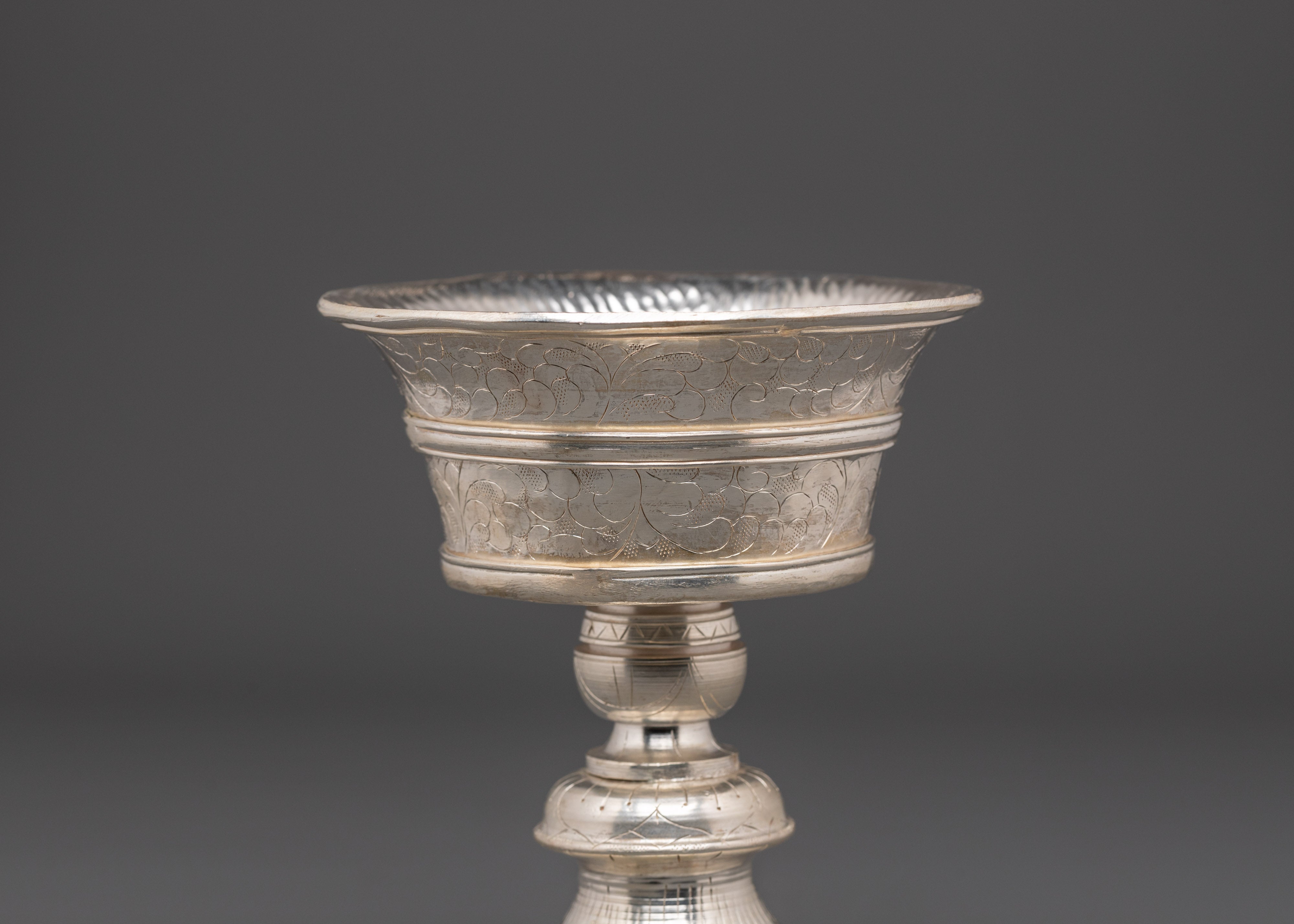Spiritual Sacred Butter Lamp for Altar | Copper and Silver Plated Design for Spiritual Rituals