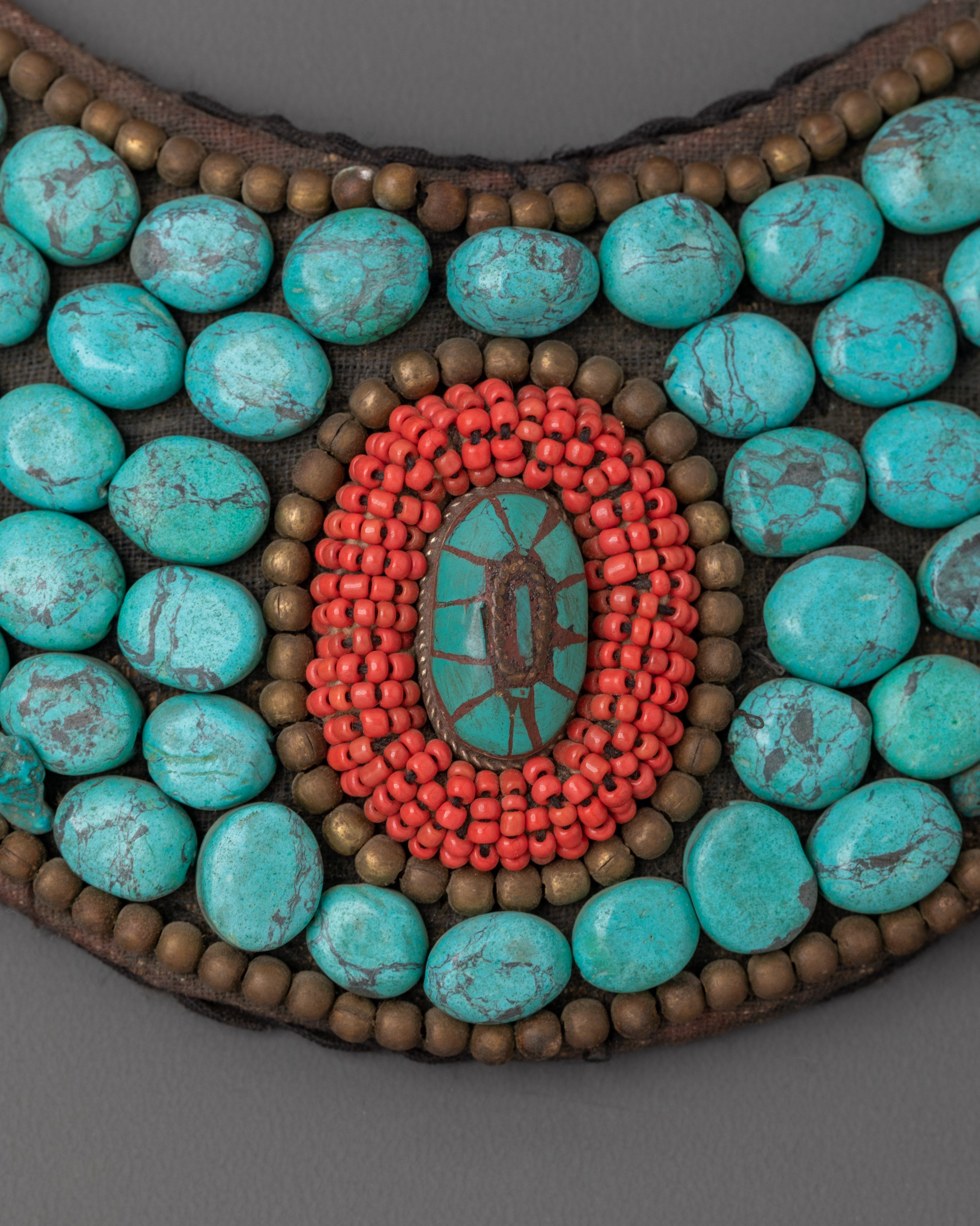 Handmade Beaded Necklace | Coral and Turquoise Stone Jewelry for Women