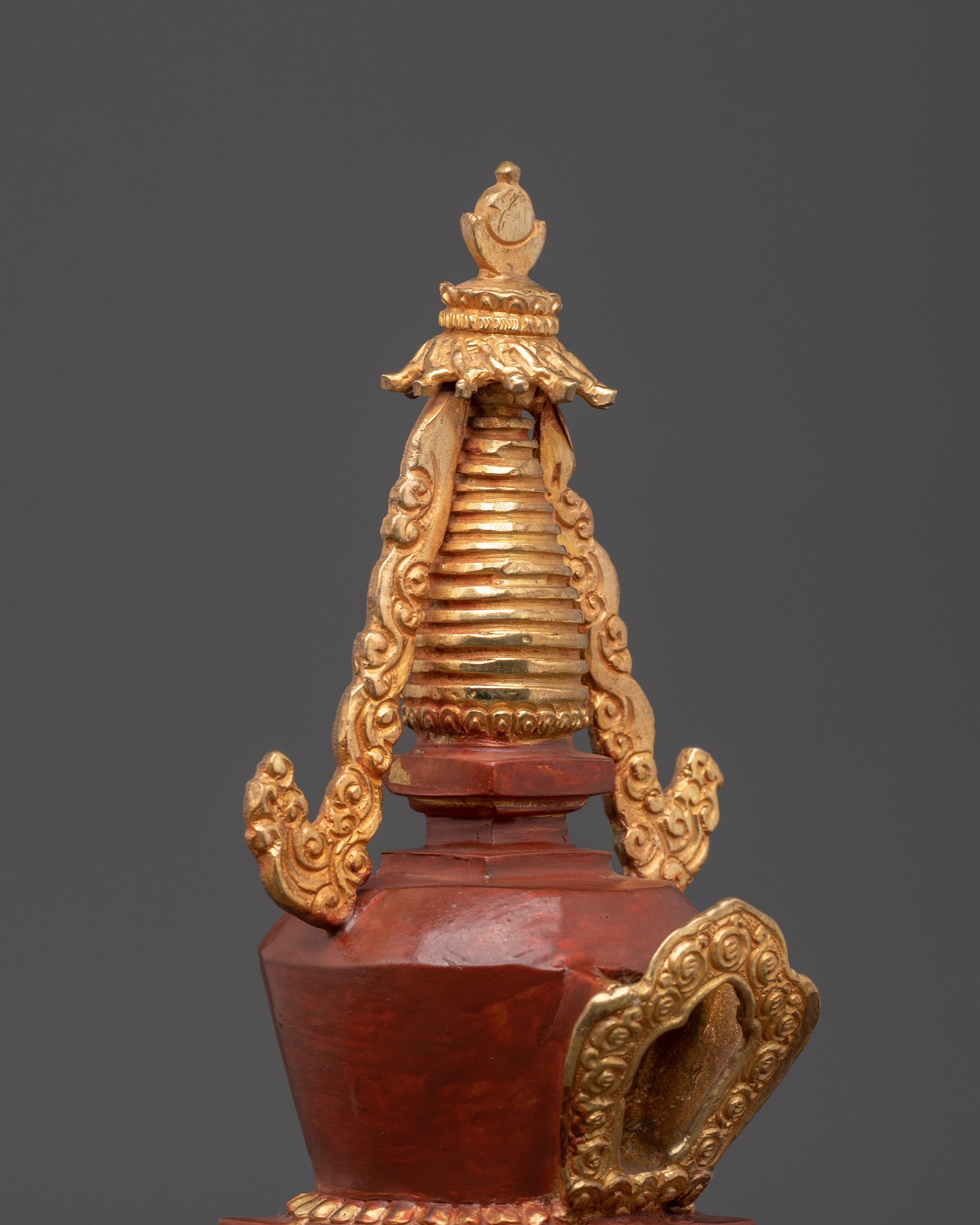 Tibetan Enlightenment Altar Stupa | Gold Plated Buddhist Shrine for Meditation