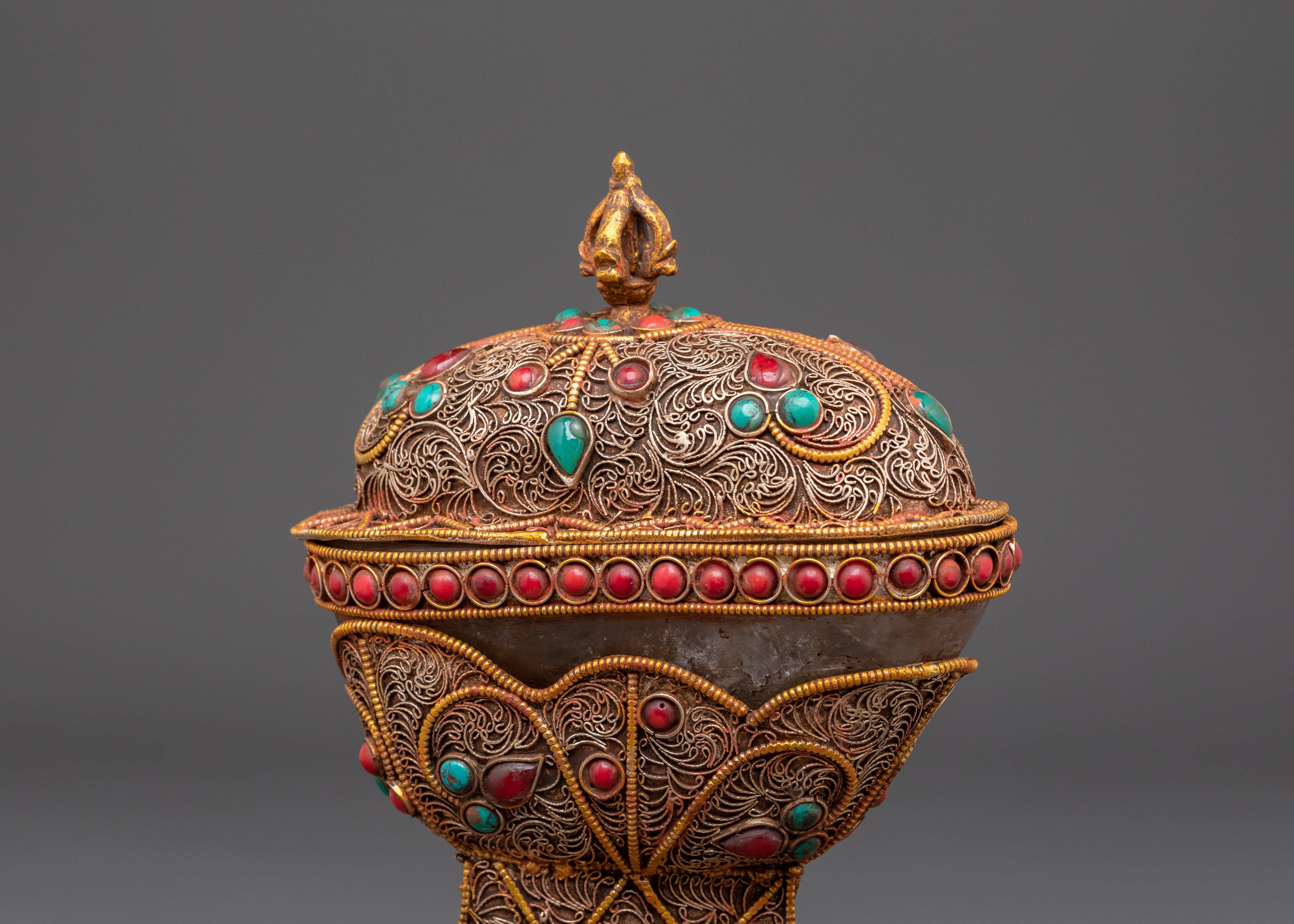 Spiritual Kapala Offering Cup | Handcrafted Buddhist Ritual Vessel