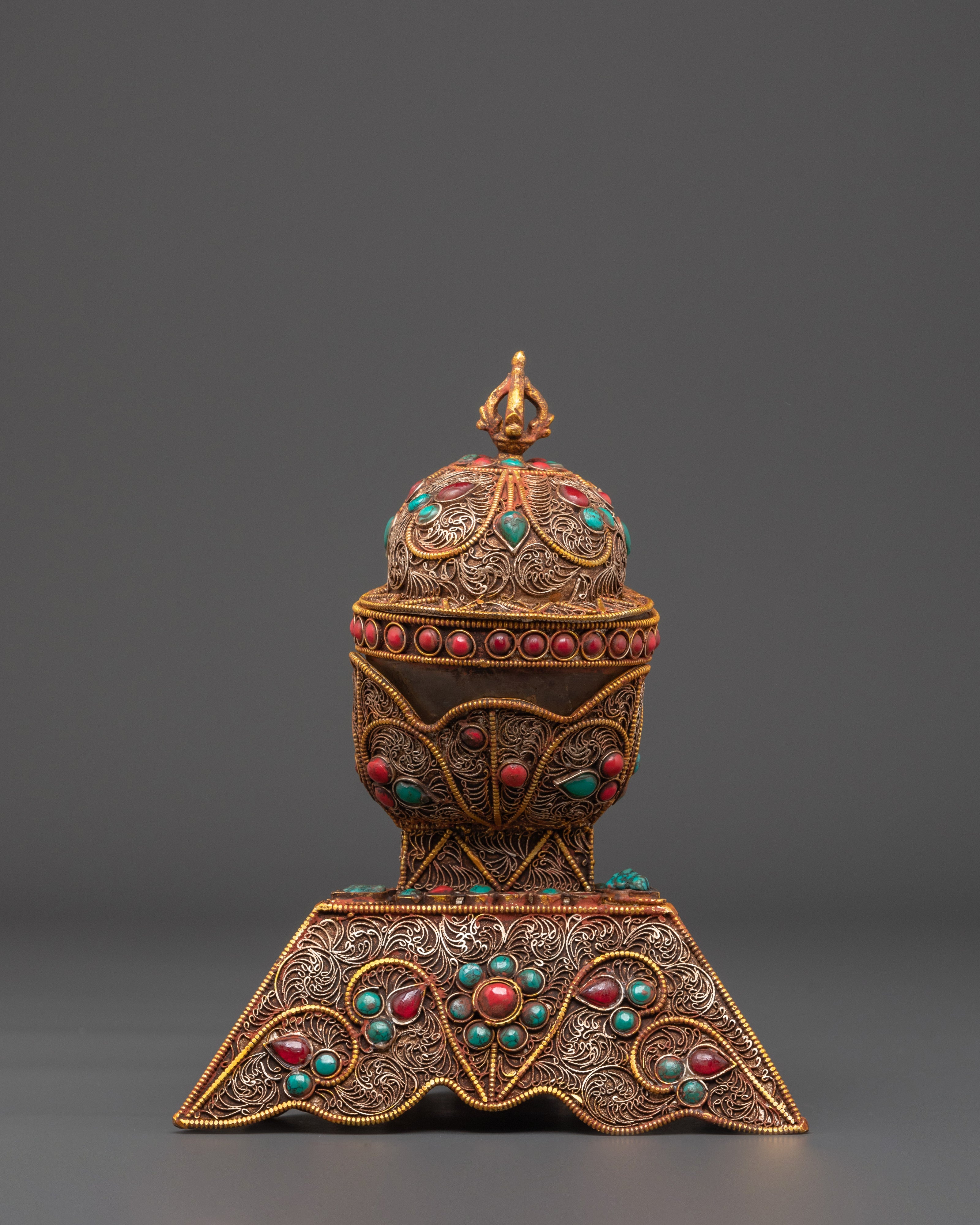 Spiritual Kapala Offering Cup | Handcrafted Buddhist Ritual Vessel