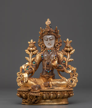 Crystal Green Tara Statue | Buddhist Goddess of Compassion