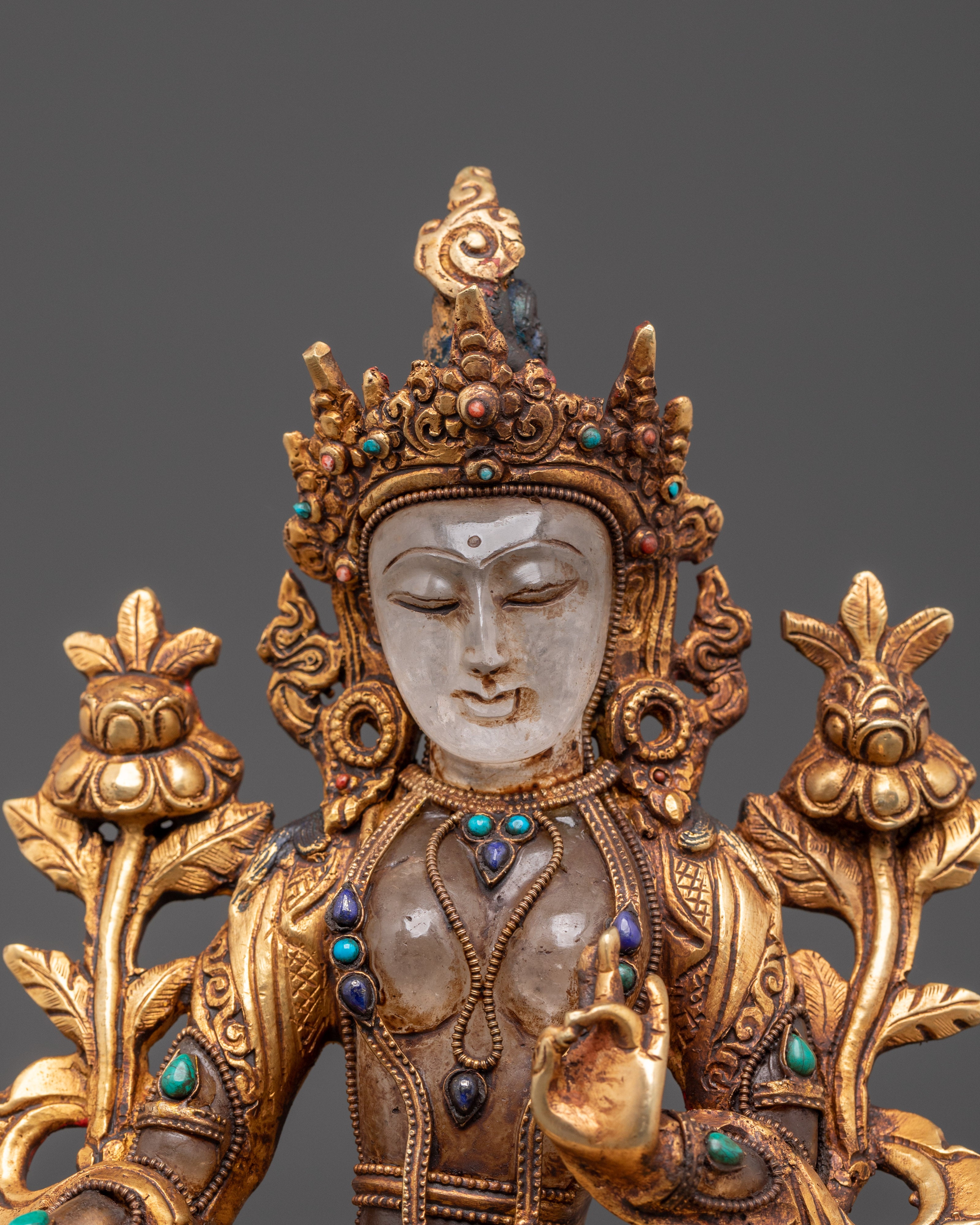 Crystal Green Tara Statue | Buddhist Goddess of Compassion