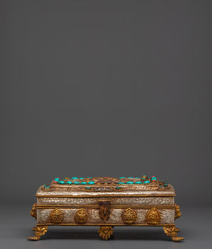 Coral and Turquoise Inlaid Treasure Box | Jewelry Box
