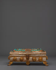 Coral and Turquoise Inlaid Treasure Box | Jewelry Box