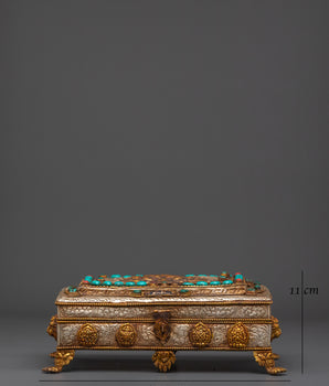 Coral and Turquoise Inlaid Treasure Box | Jewelry Box