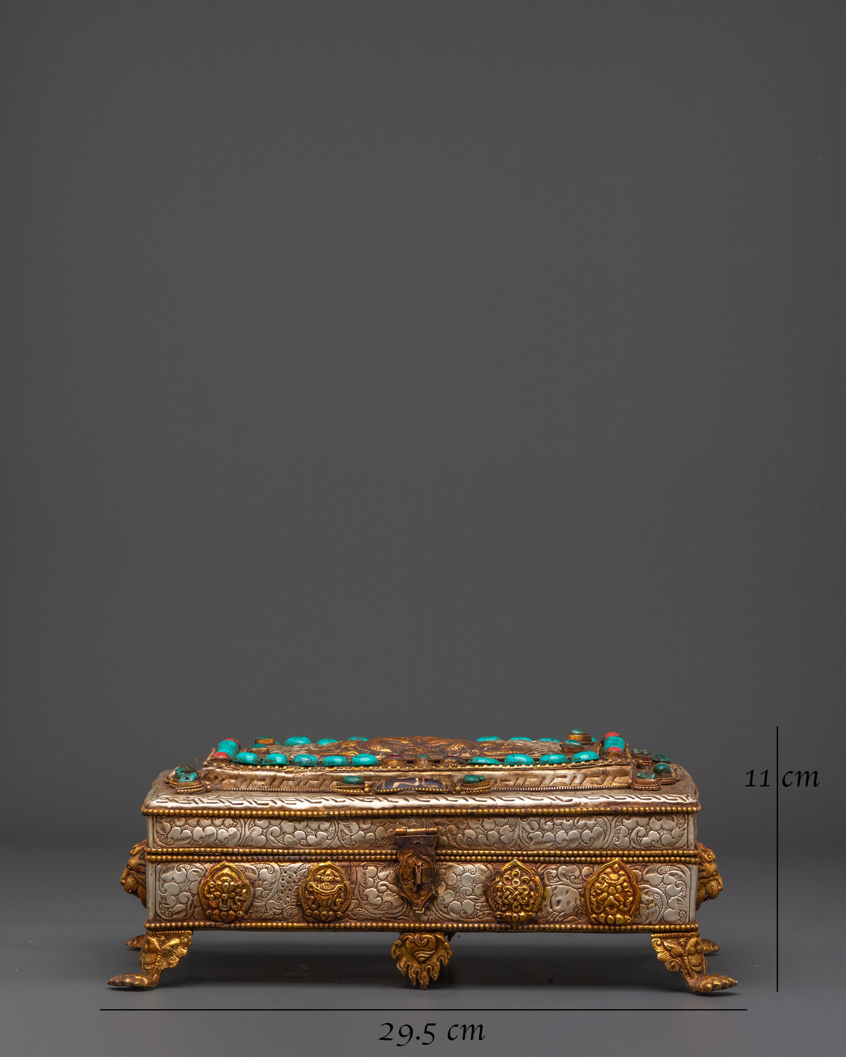 Coral and Turquoise Inlaid Treasure Box | Jewelry Box