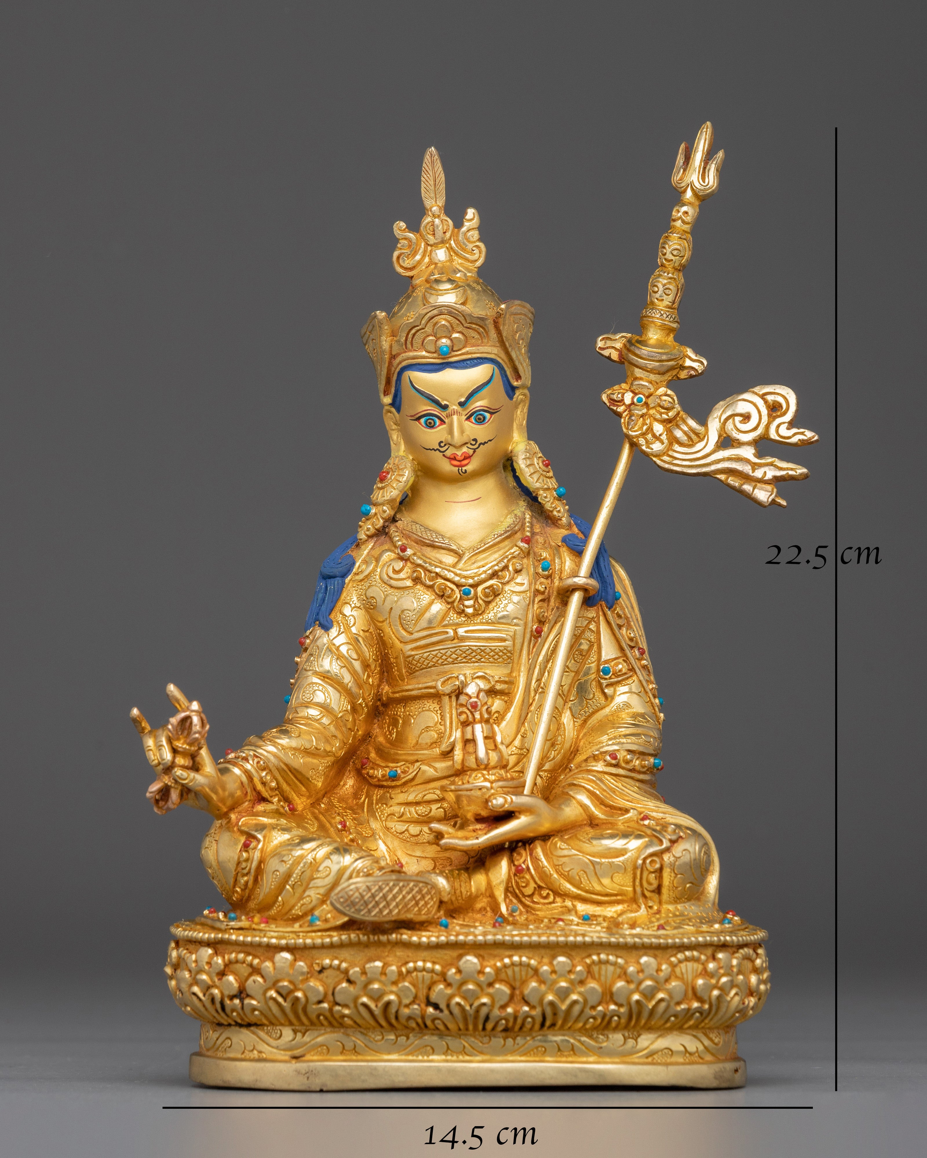 Buddhist Master Padmasambhava Statue | Handcrafted Gold Plated Guru Rinpoche Figure