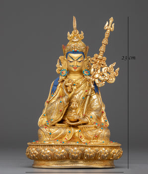 Sacred Statue of Guru Tsyoke Dorje | Gold Plated Tibetan Buddhist Copper Figure