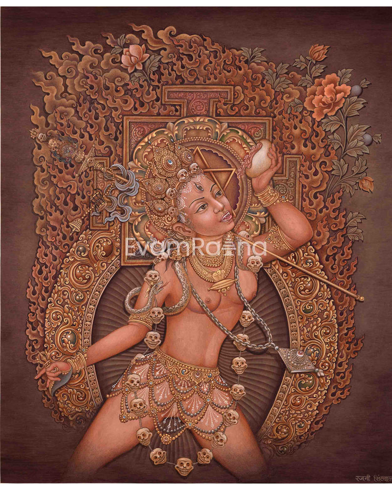 Goddess of Wisdom: Vajrayogini Thangka Print 