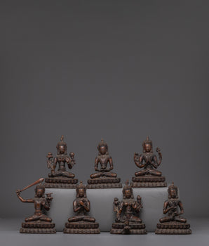Oxidized Copper Bodhisattva Statue Se