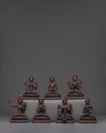 Oxidized Copper Bodhisattva Statue Se
