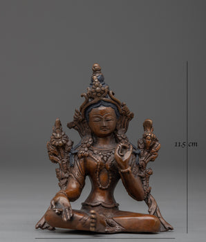 Compassionate Green Tara | Sacred Handcrafted Copper Statue
