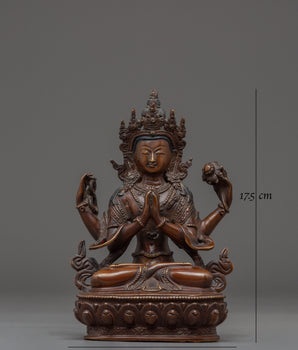 Himalayan Four Armed Chenrezig Statue | Avalokiteshvara Buddha of Compassion