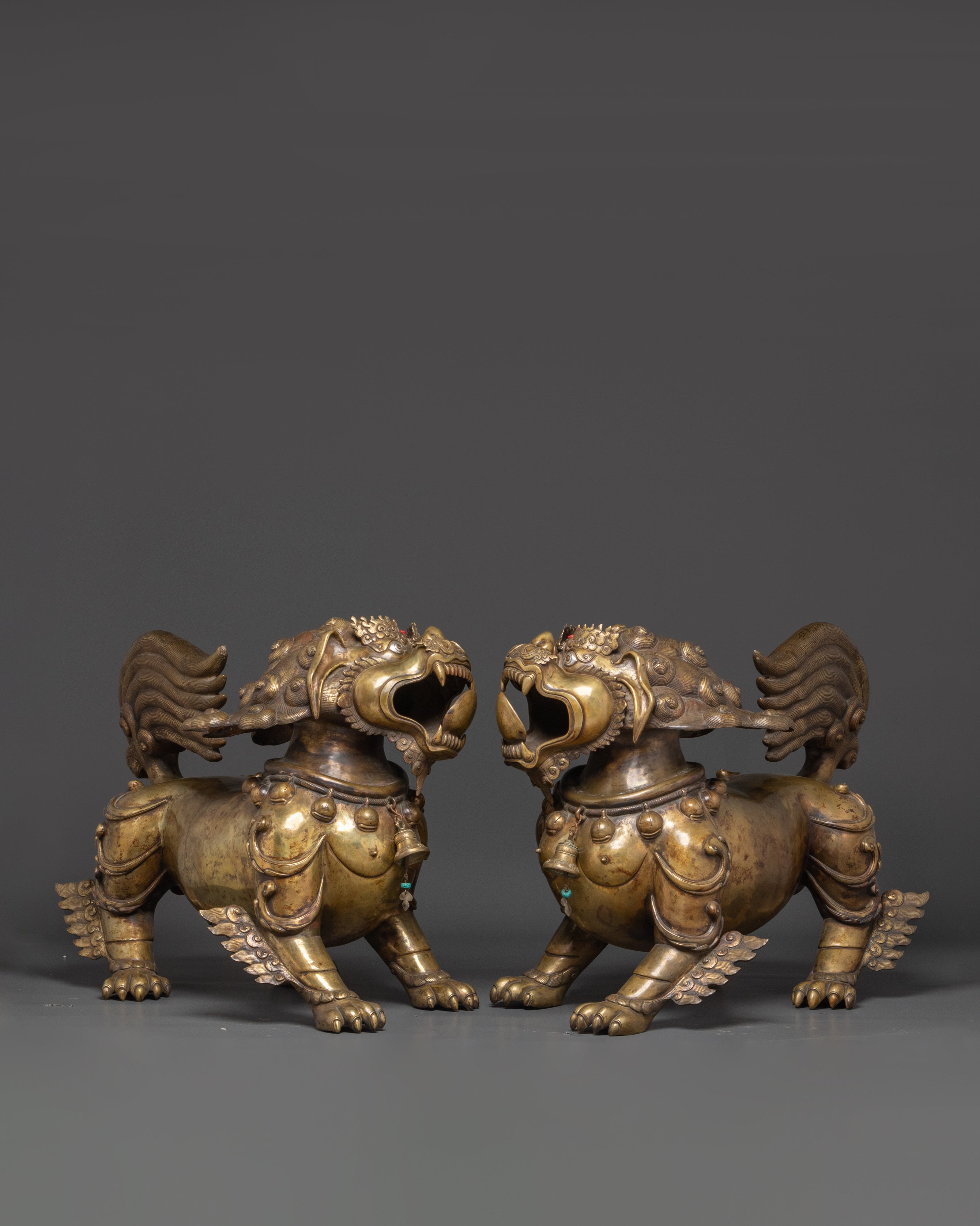 Sacred Mythical Lion Statue Set | Guardian Protectors of Strength and Prosperity