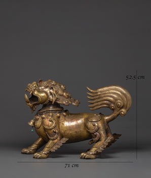 Sacred Mythical Lion Statue Set | Guardian Protectors of Strength and Prosperity