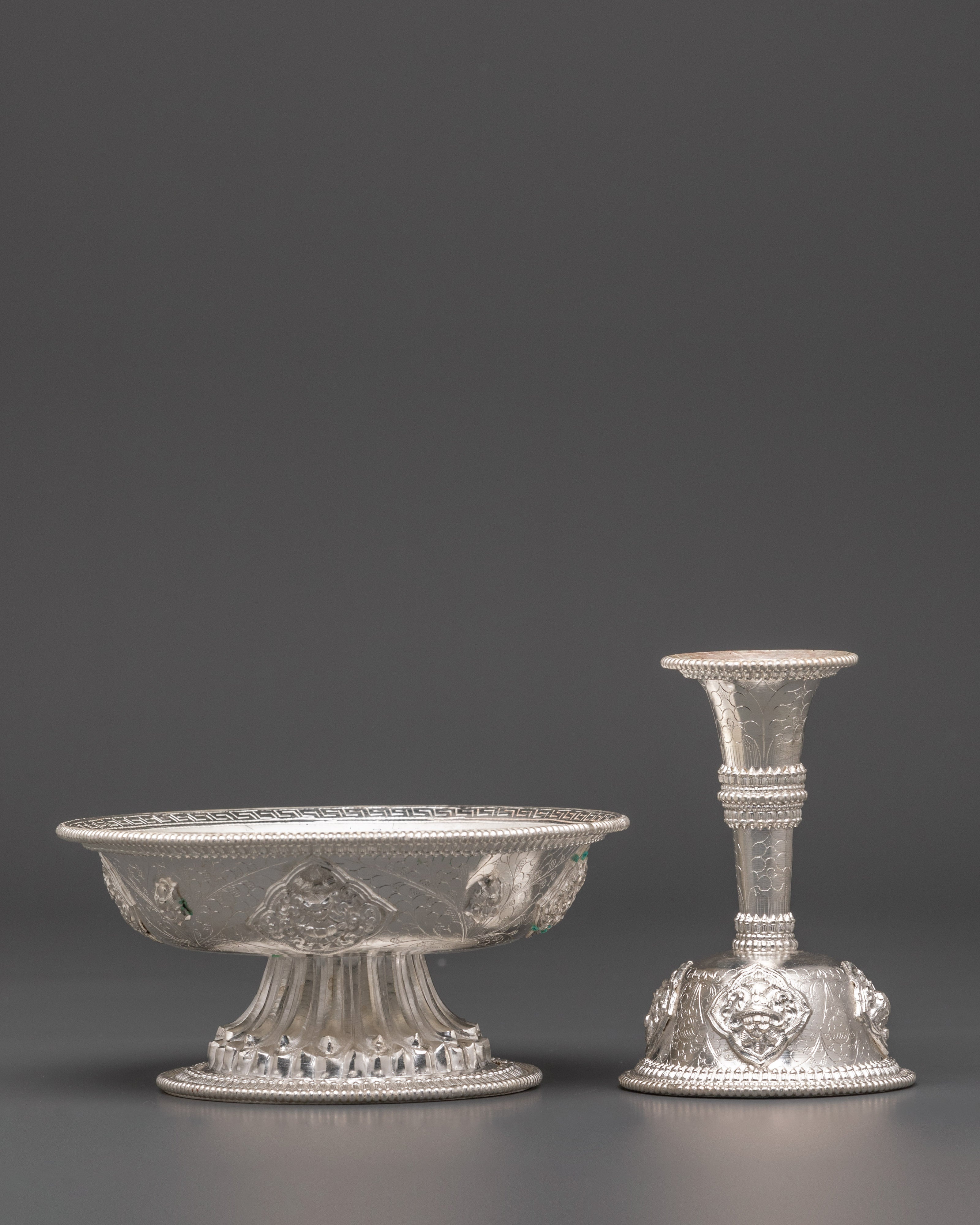 Himalayan Buddhist Serkyem Offering Set | Tibetan Ritual Offering Vessel