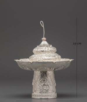Himalayan Ritual Tea Cup with Lid | Tibetan Buddhist Offering Vessel