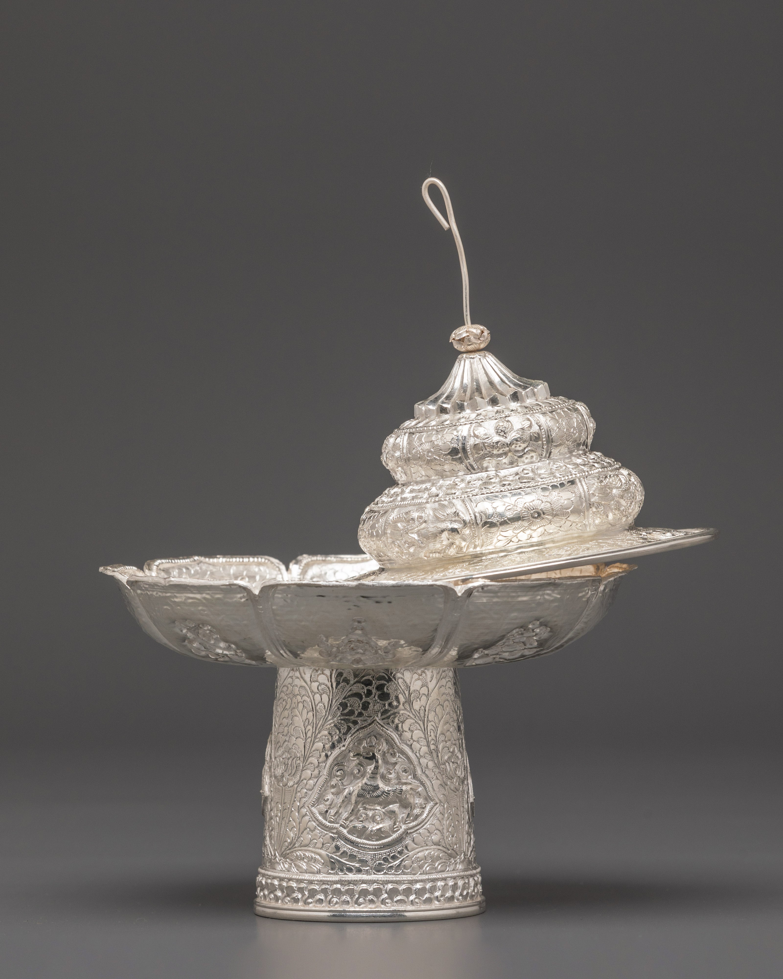 Himalayan Ritual Tea Cup with Lid | Tibetan Buddhist Offering Vessel