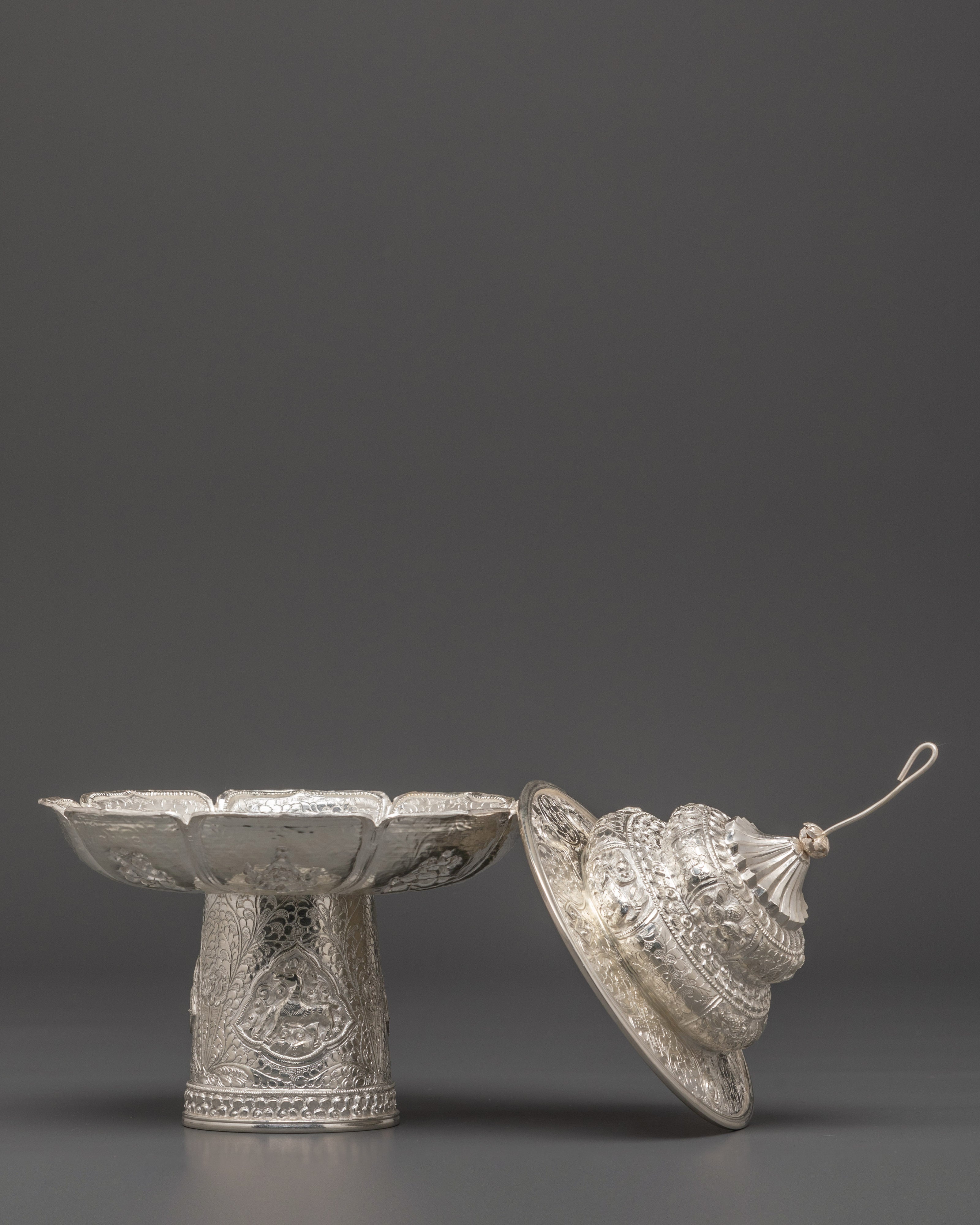 Himalayan Ritual Tea Cup with Lid | Tibetan Buddhist Offering Vessel
