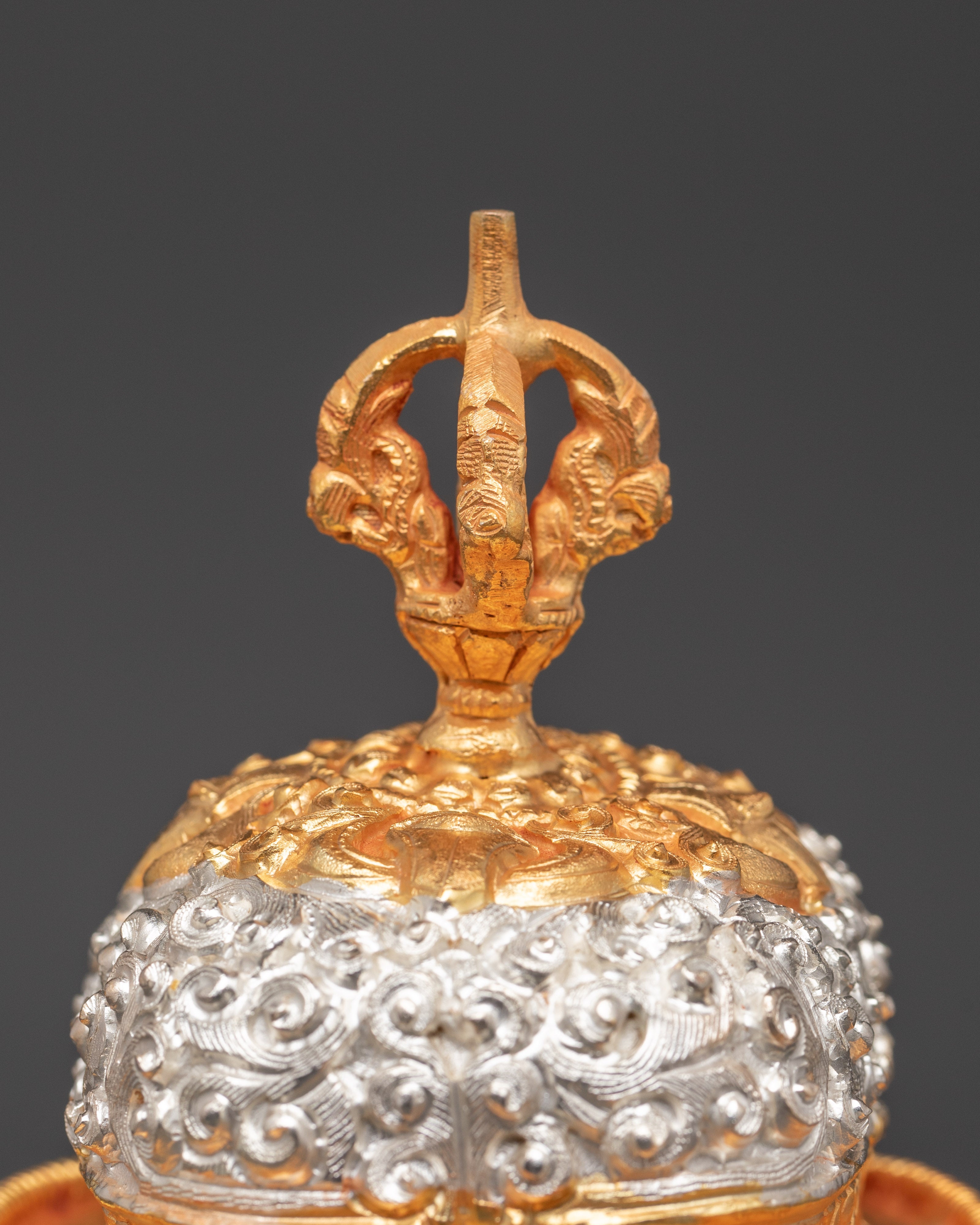 Sacred Buddhist Ceremonial Kapala | Gold, Silver Plated Ritual Skull Cup