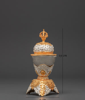 Sacred Buddhist Ceremonial Kapala | Gold, Silver Plated Ritual Skull Cup