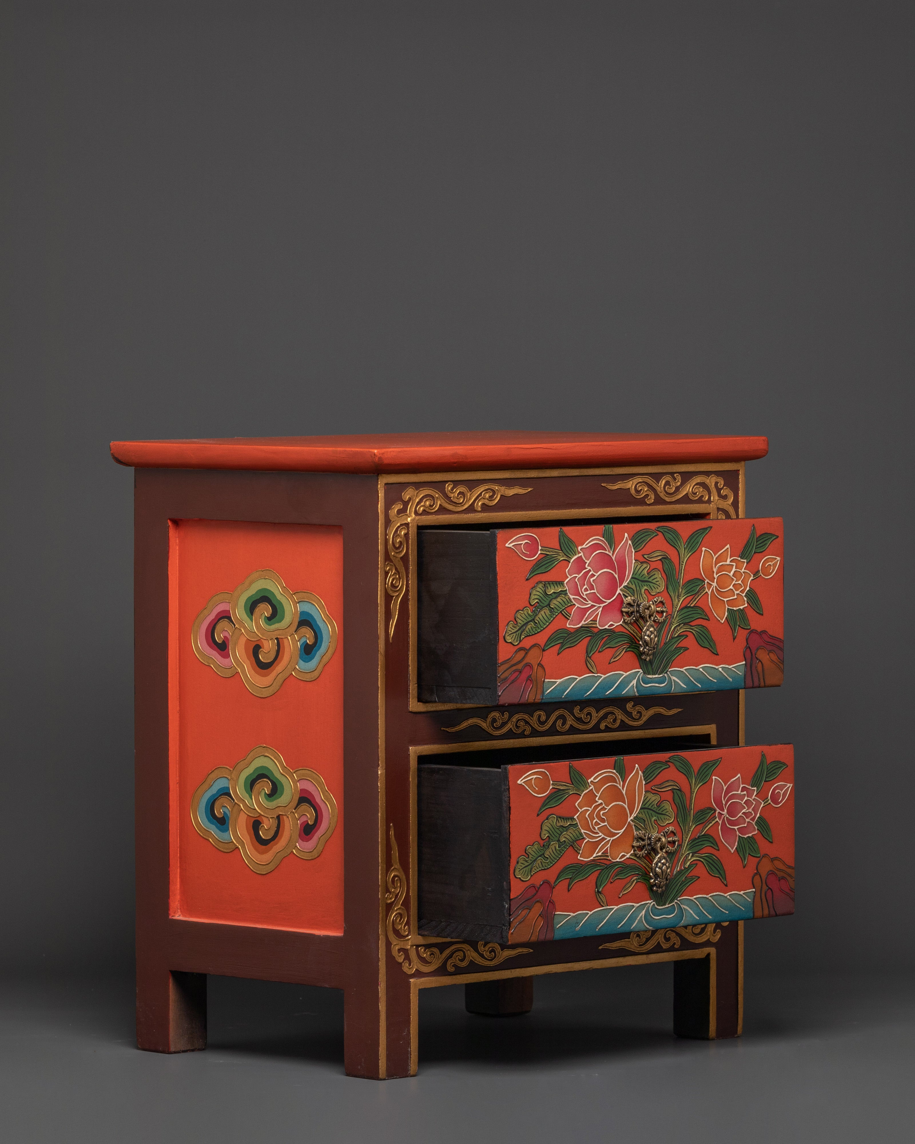 Tibetan Buddhist Drawer Box | Handcrafted Wooden Storage Box