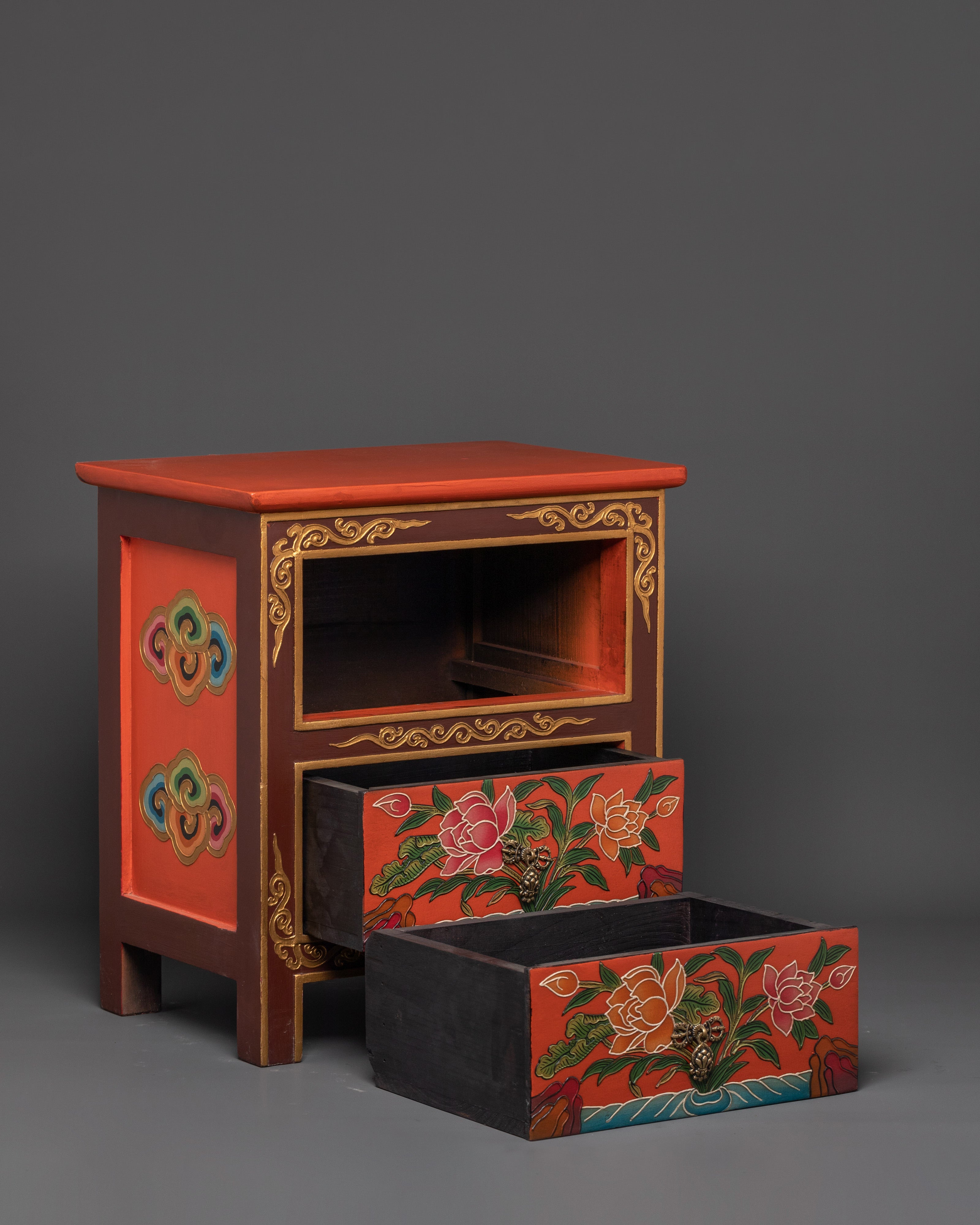 Tibetan Buddhist Drawer Box | Handcrafted Wooden Storage Box