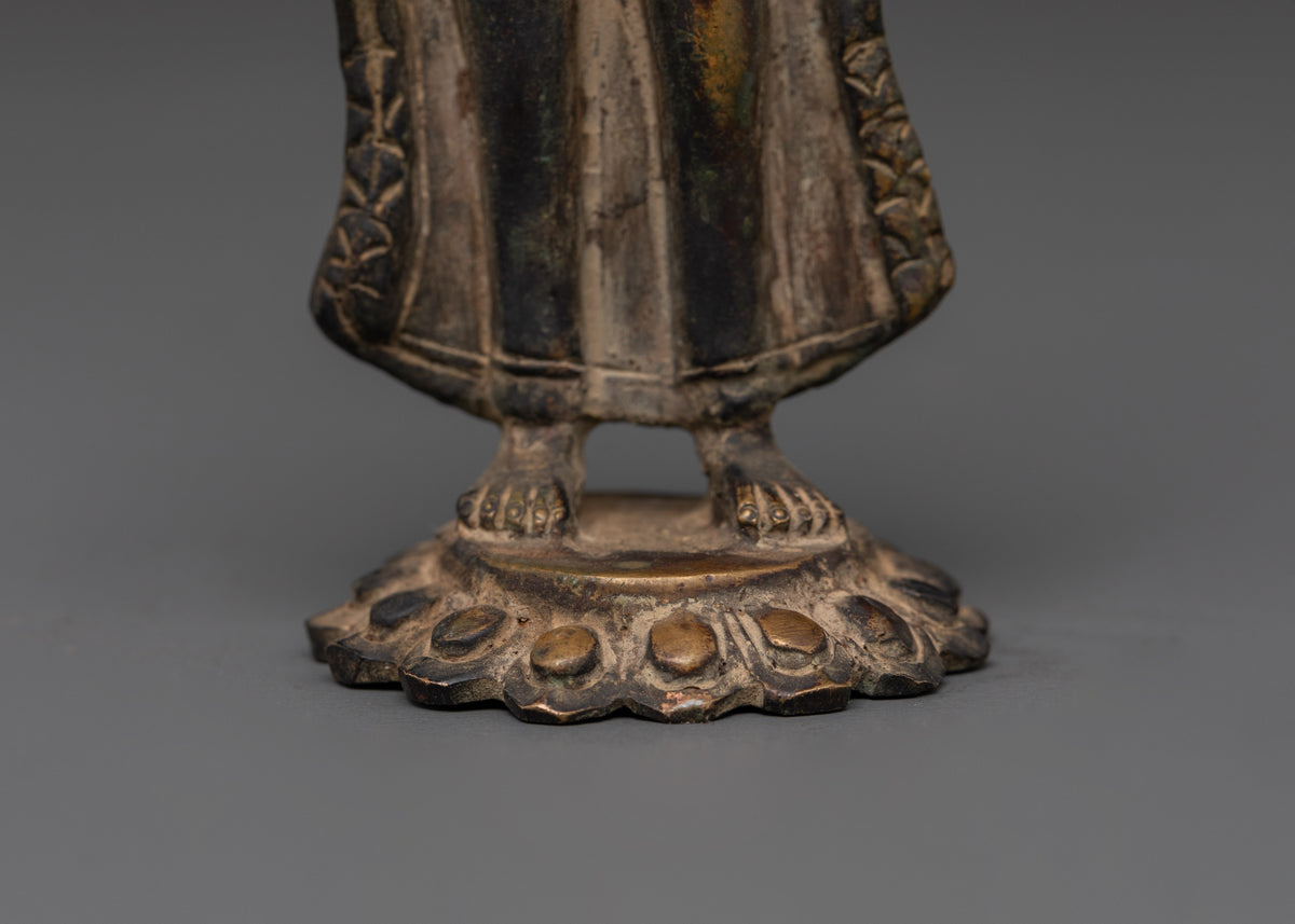 Handmade Dipankara Buddha Figurine | Copper Statue with Antique Finish