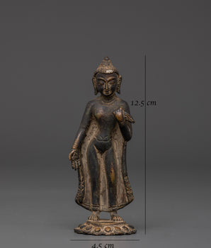 Handmade Dipankara Buddha Figurine | Copper Statue with Antique Finish