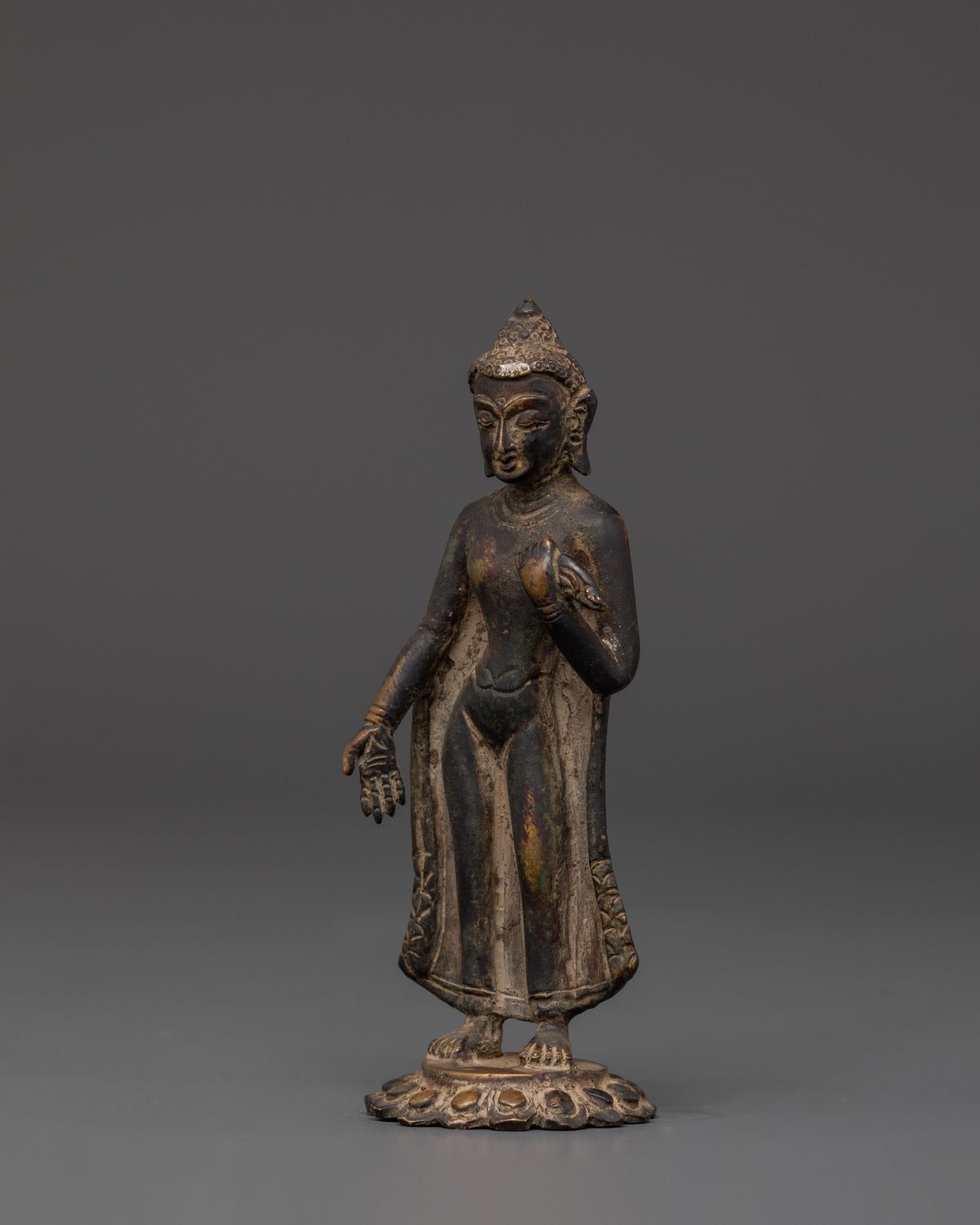 Handmade Dipankara Buddha Figurine | Copper Statue with Antique Finish