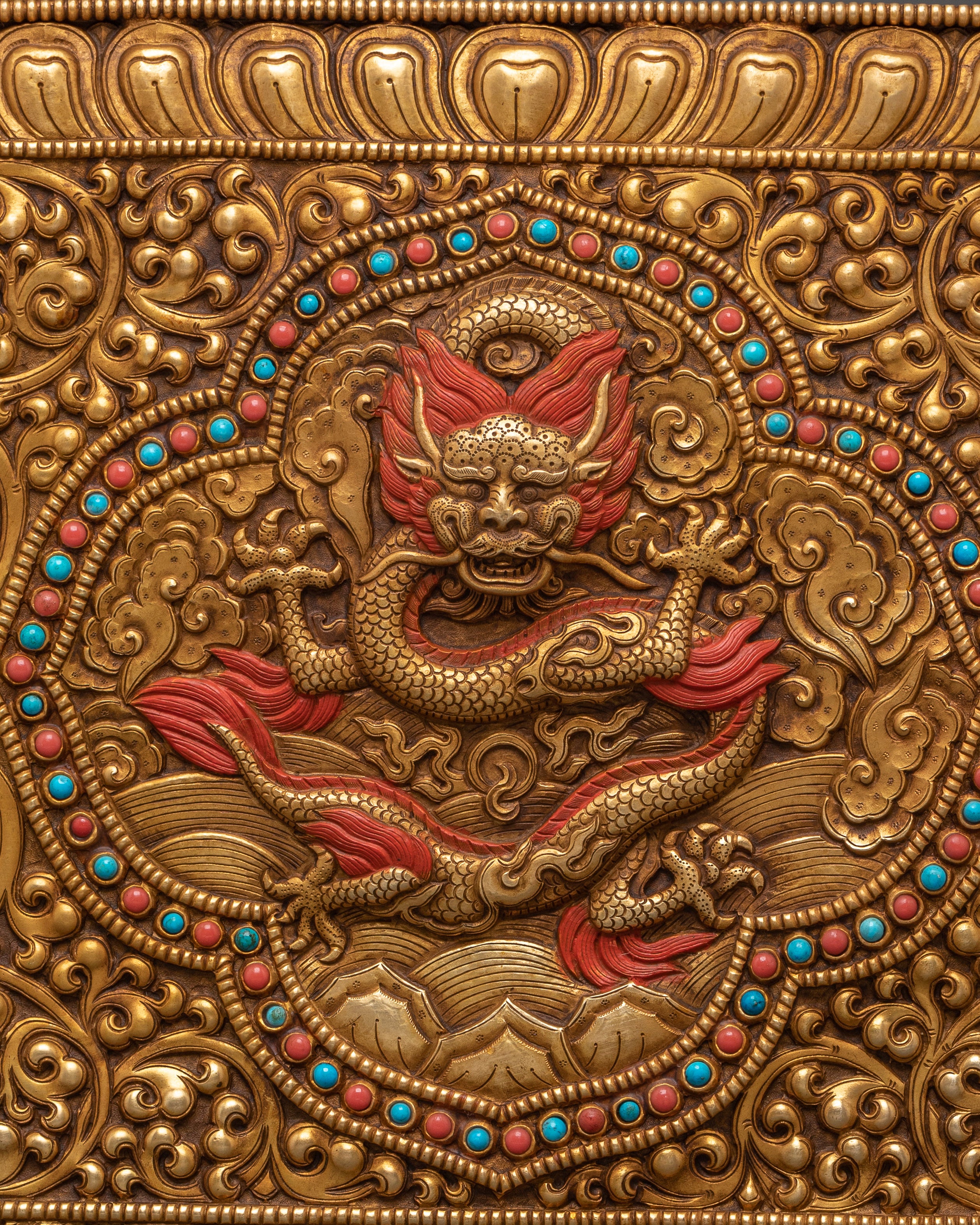 Decorative Treasure Box | Copper Treasure Box with Turquoise and Coral Inlays
