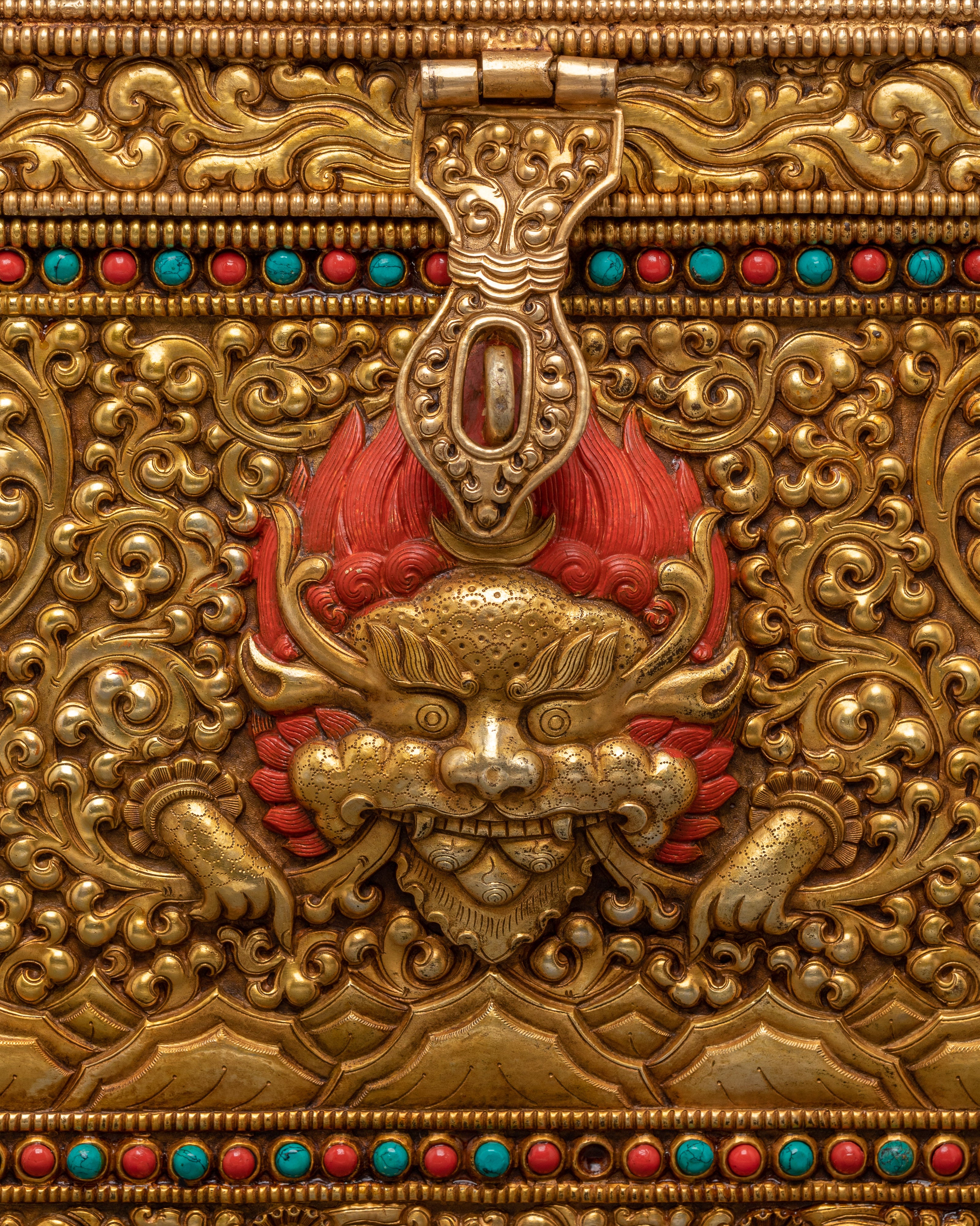 Decorative Treasure Box | Copper Treasure Box with Turquoise and Coral Inlays