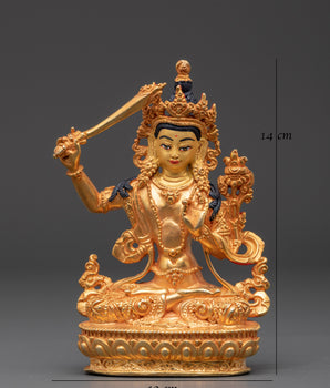 Manjushri Wisdom Deity Sculpture | Tibetan Buddhist Statue for Enlightenment