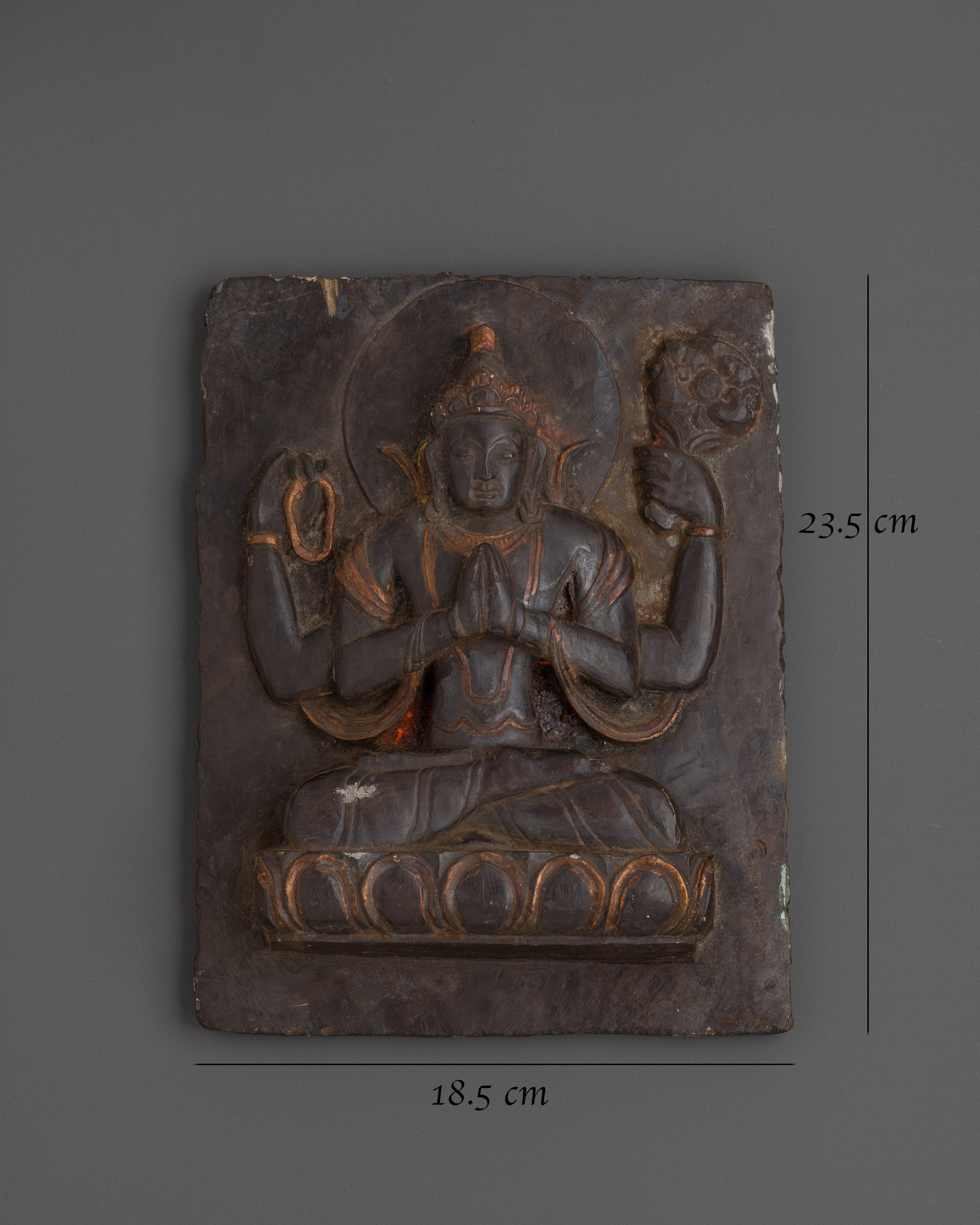 Handcrafted Chenrezig Stone Carving | Tibetan Buddha Relief Art
