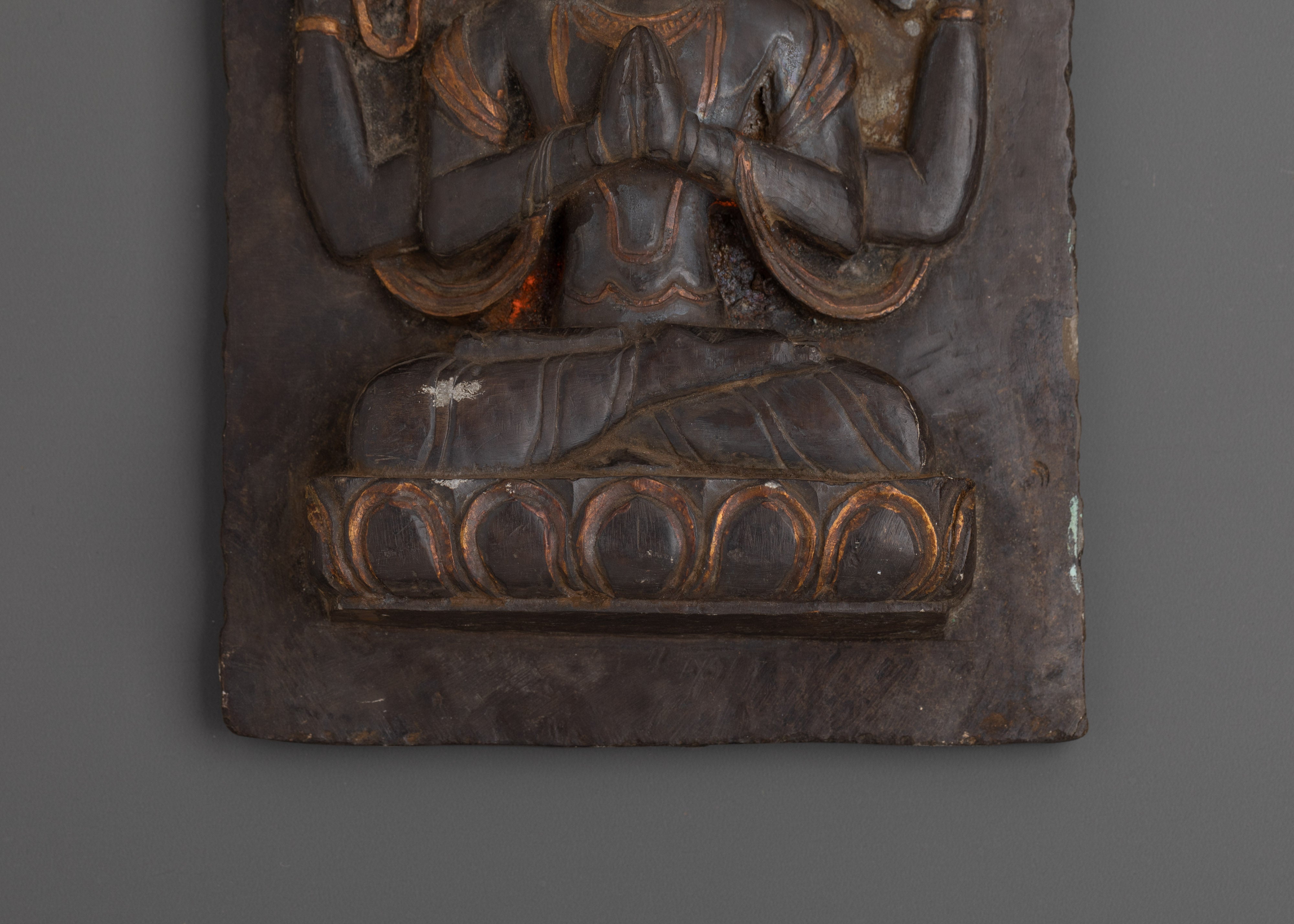 Handcrafted Chenrezig Stone Carving | Tibetan Buddha Relief Art