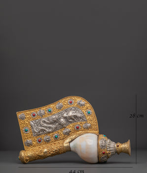 Handcrafted Dragon Engraved Conch Shell | Unique Decorative Conch with Dragon