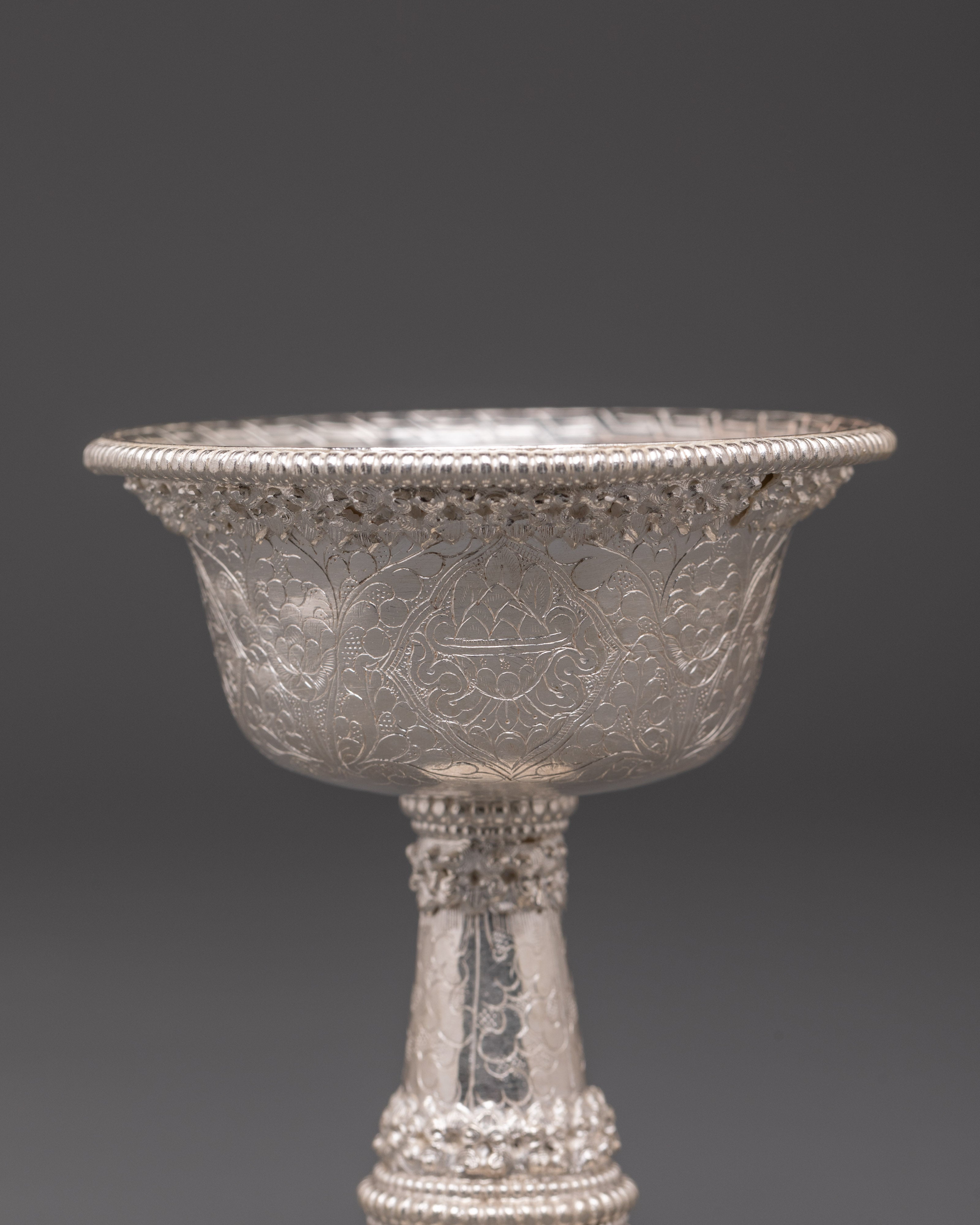 Tibetan Serkyem Cup Set | Silver Ritual Offering Set for Ceremonies