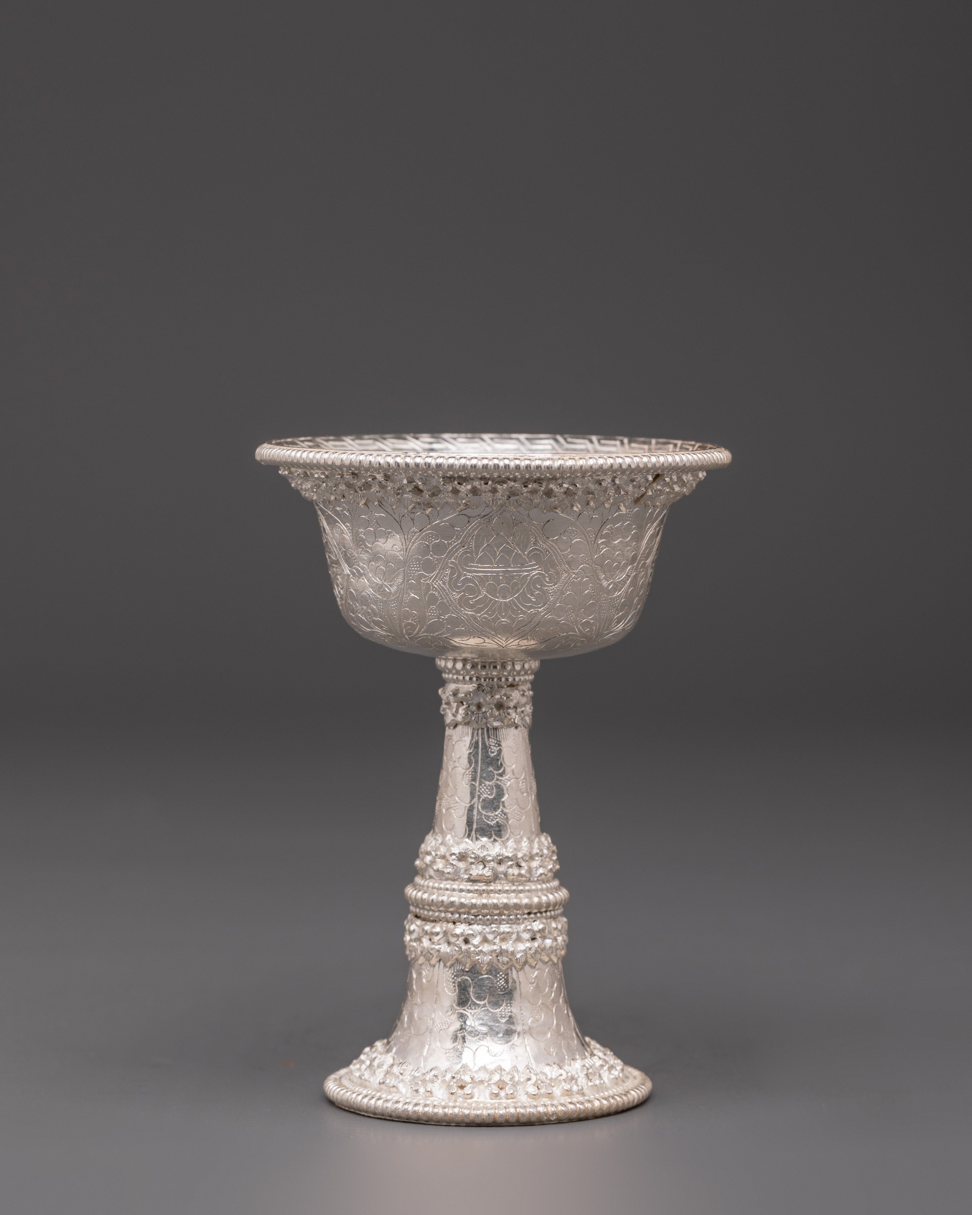 Tibetan Serkyem Cup Set | Silver Ritual Offering Set for Ceremonies