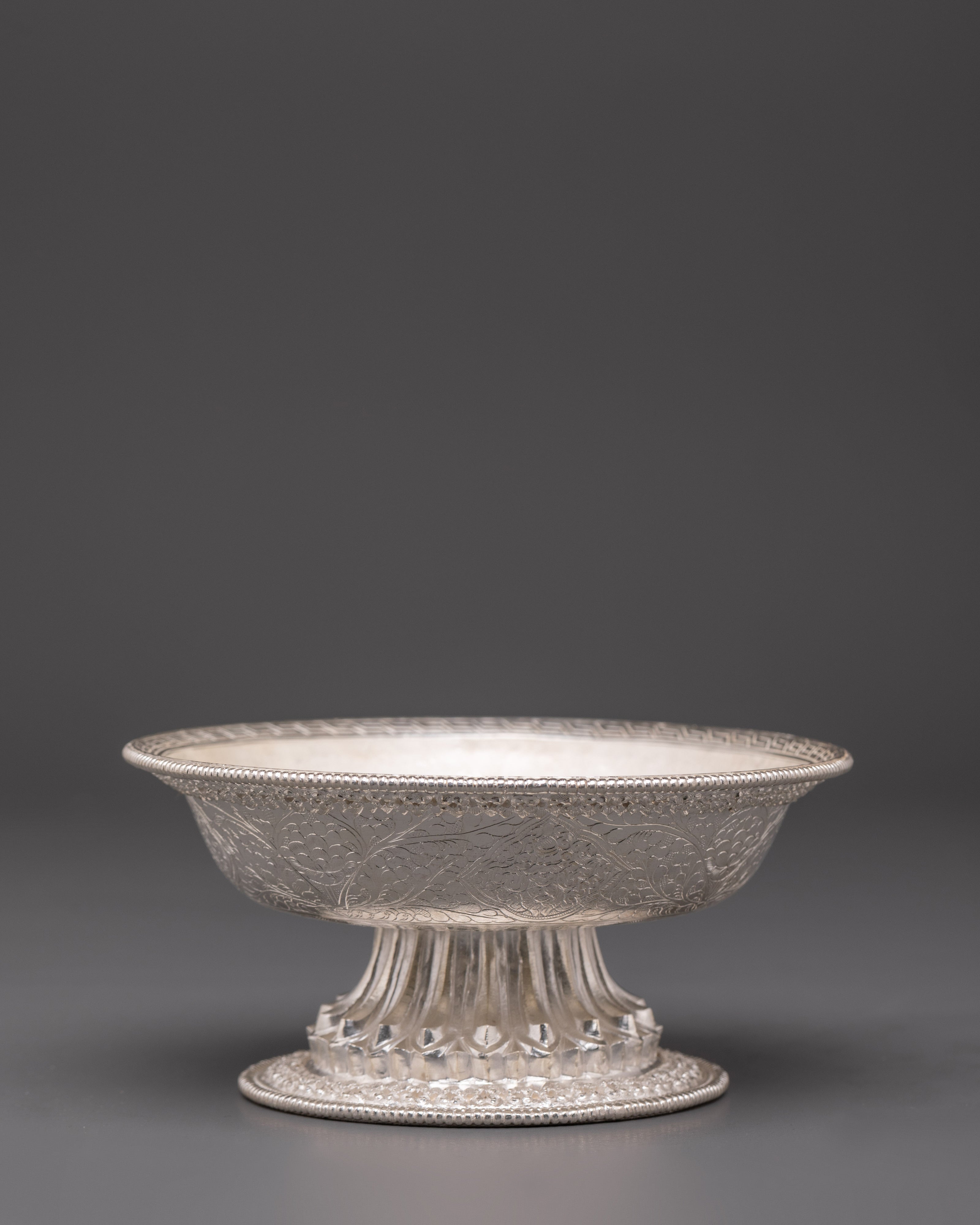 Tibetan Serkyem Cup Set | Silver Ritual Offering Set for Ceremonies