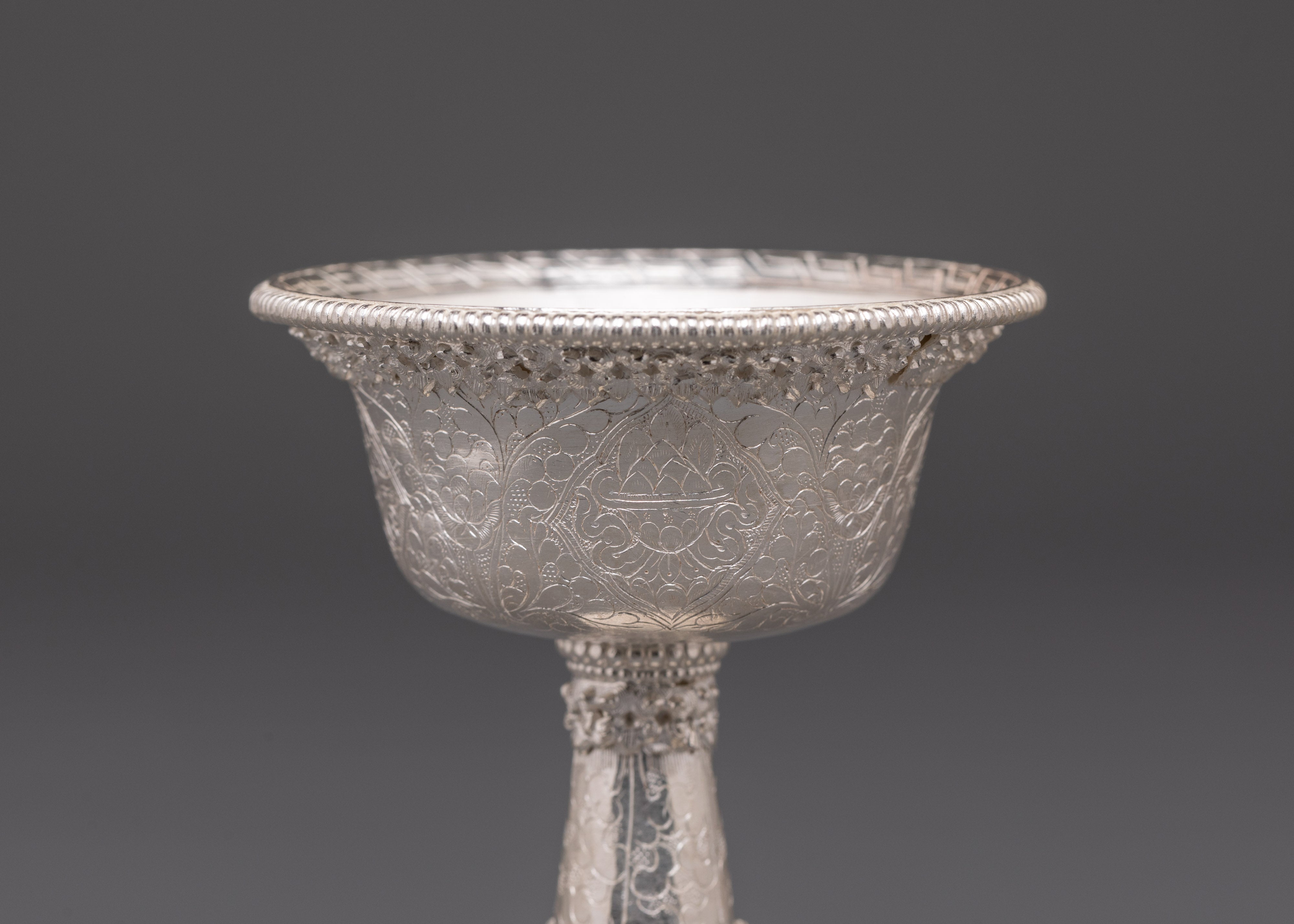 Tibetan Serkyem Cup Set | Silver Ritual Offering Set for Ceremonies