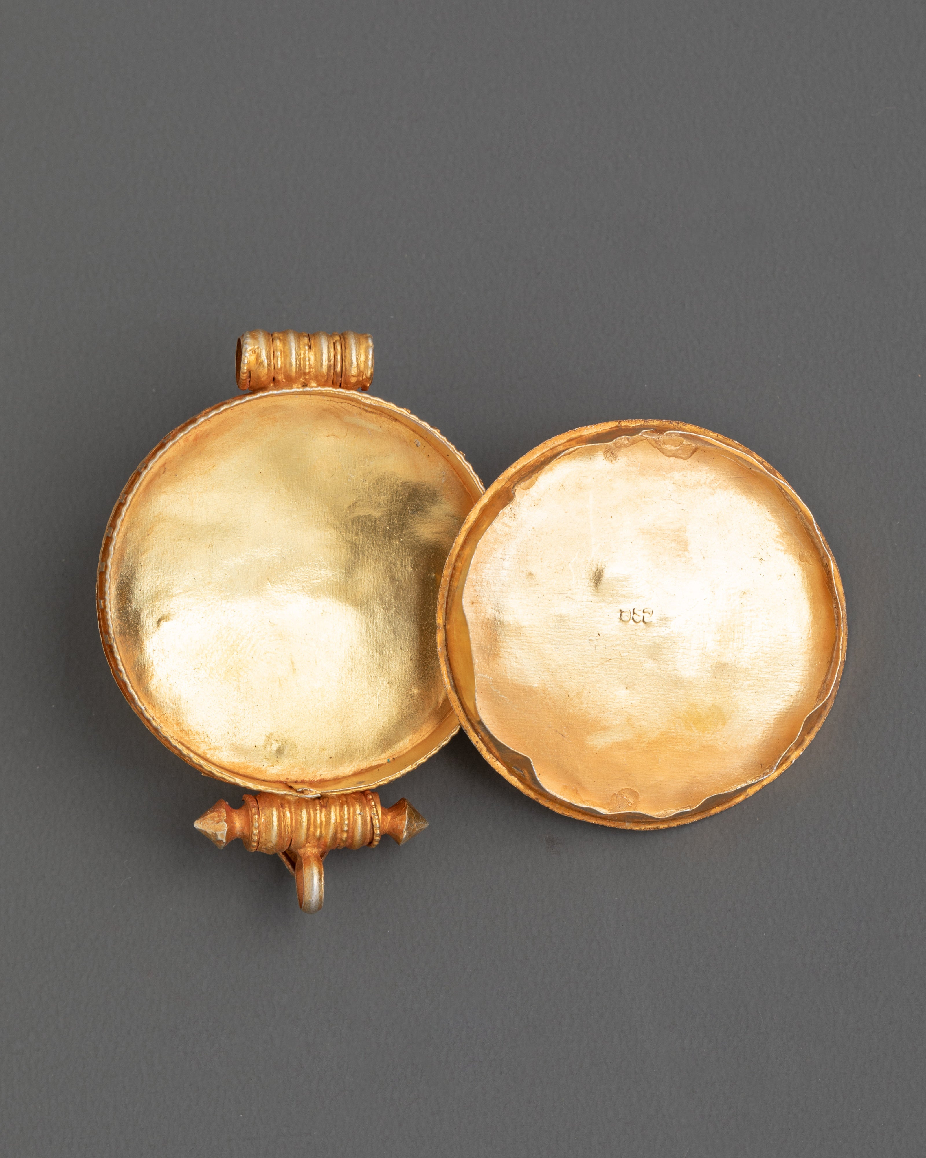 Handcrafted Golden Ghau Box Locket With Turquoise | Made in Nepal