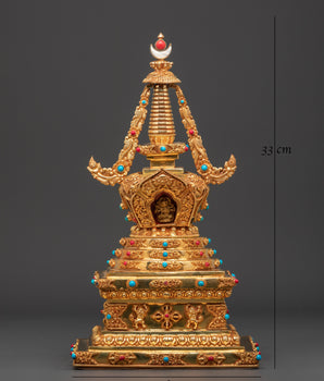 Handmade Gold-Plated Namgyalma Stupa | Symbol of Peace and Protection