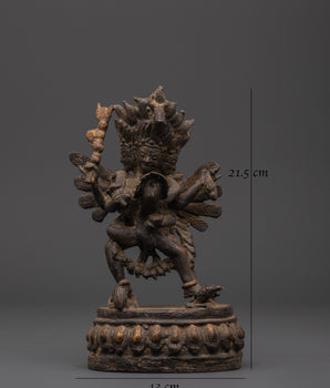 Handmade Hayagriva Yab-Yum Sculpture | Oxidized Copper Buddhist Statue