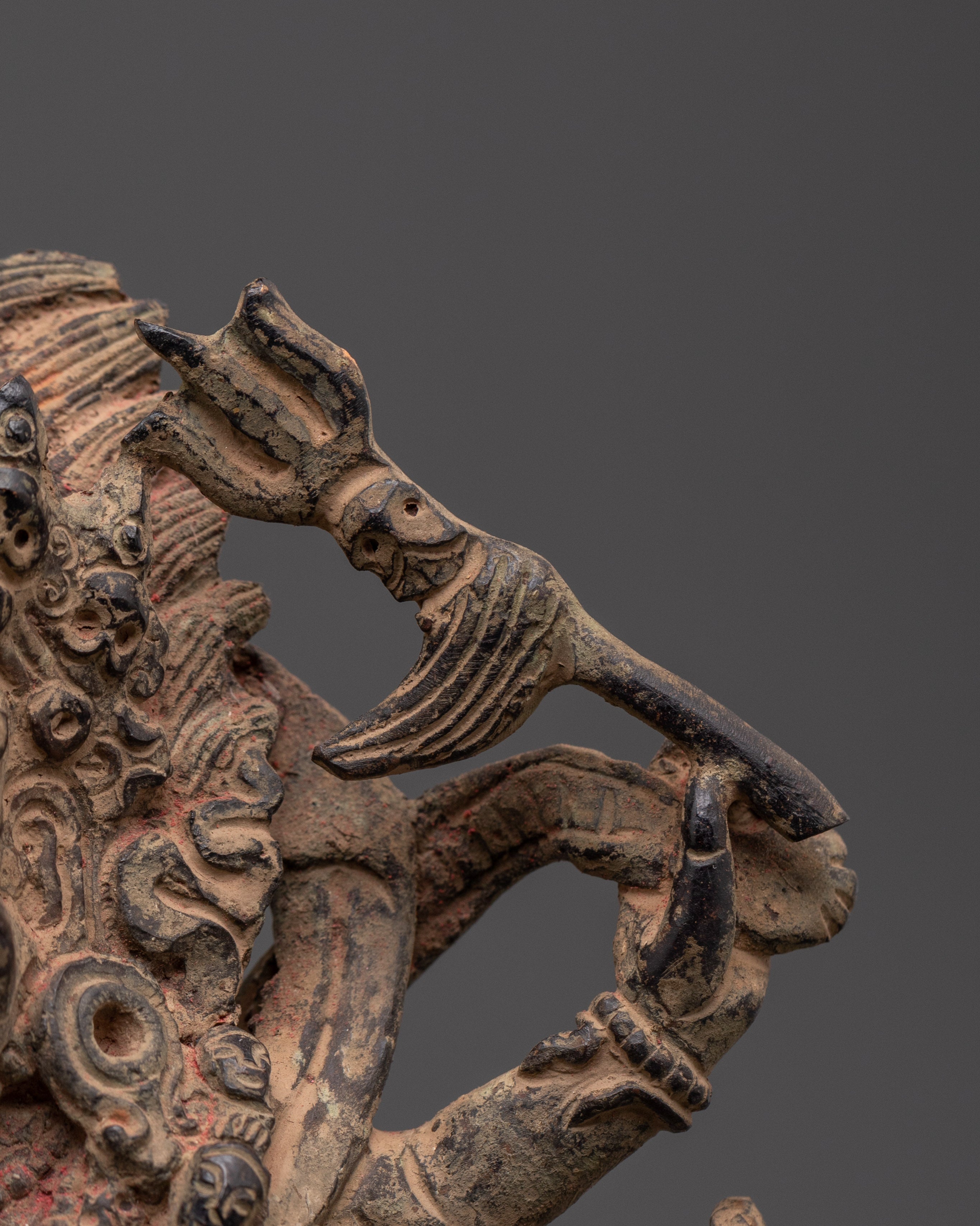 Divine Dharma Protector Six Armed Mahakala Statue | Tibetan Buddhist Guardian Deity