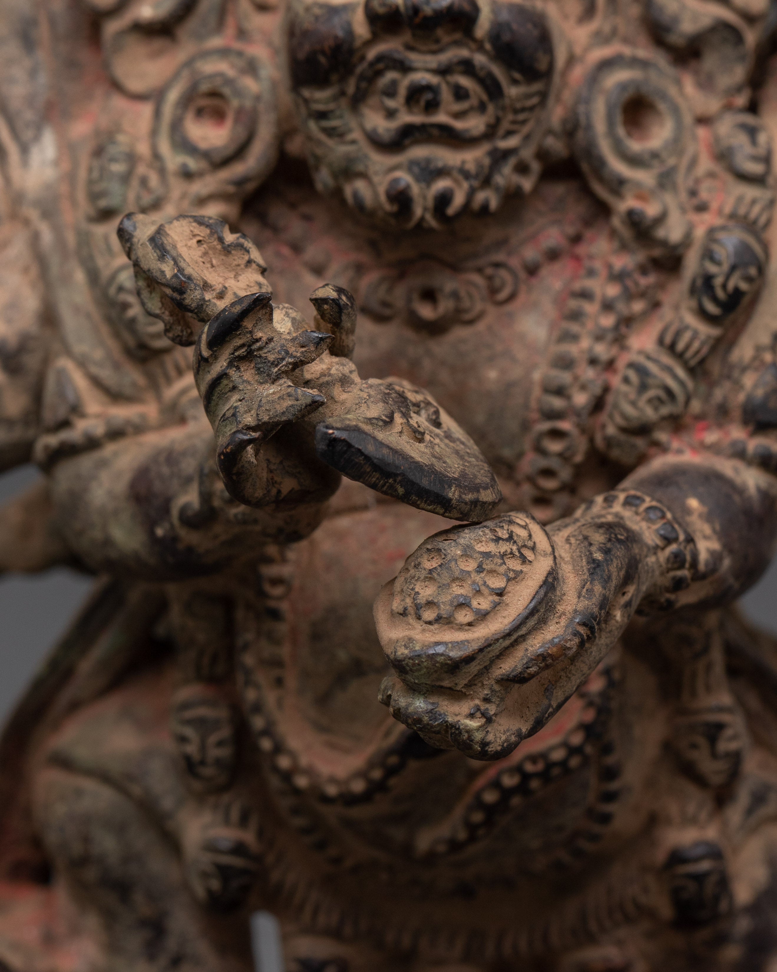 Divine Dharma Protector Six Armed Mahakala Statue | Tibetan Buddhist Guardian Deity