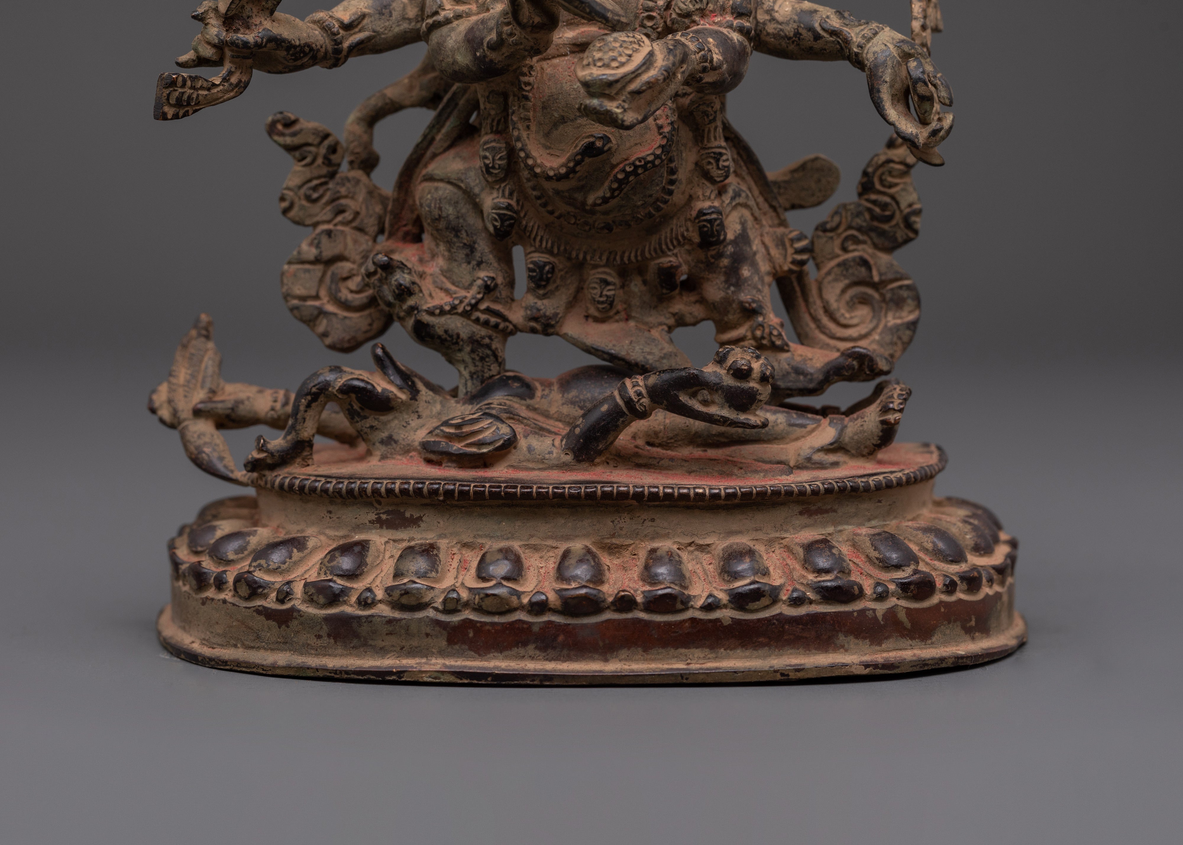 Divine Dharma Protector Six Armed Mahakala Statue | Tibetan Buddhist Guardian Deity