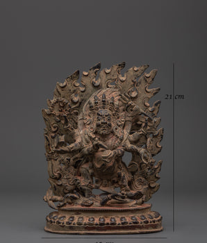 Divine Dharma Protector Six Armed Mahakala Statue | Tibetan Buddhist Guardian Deity